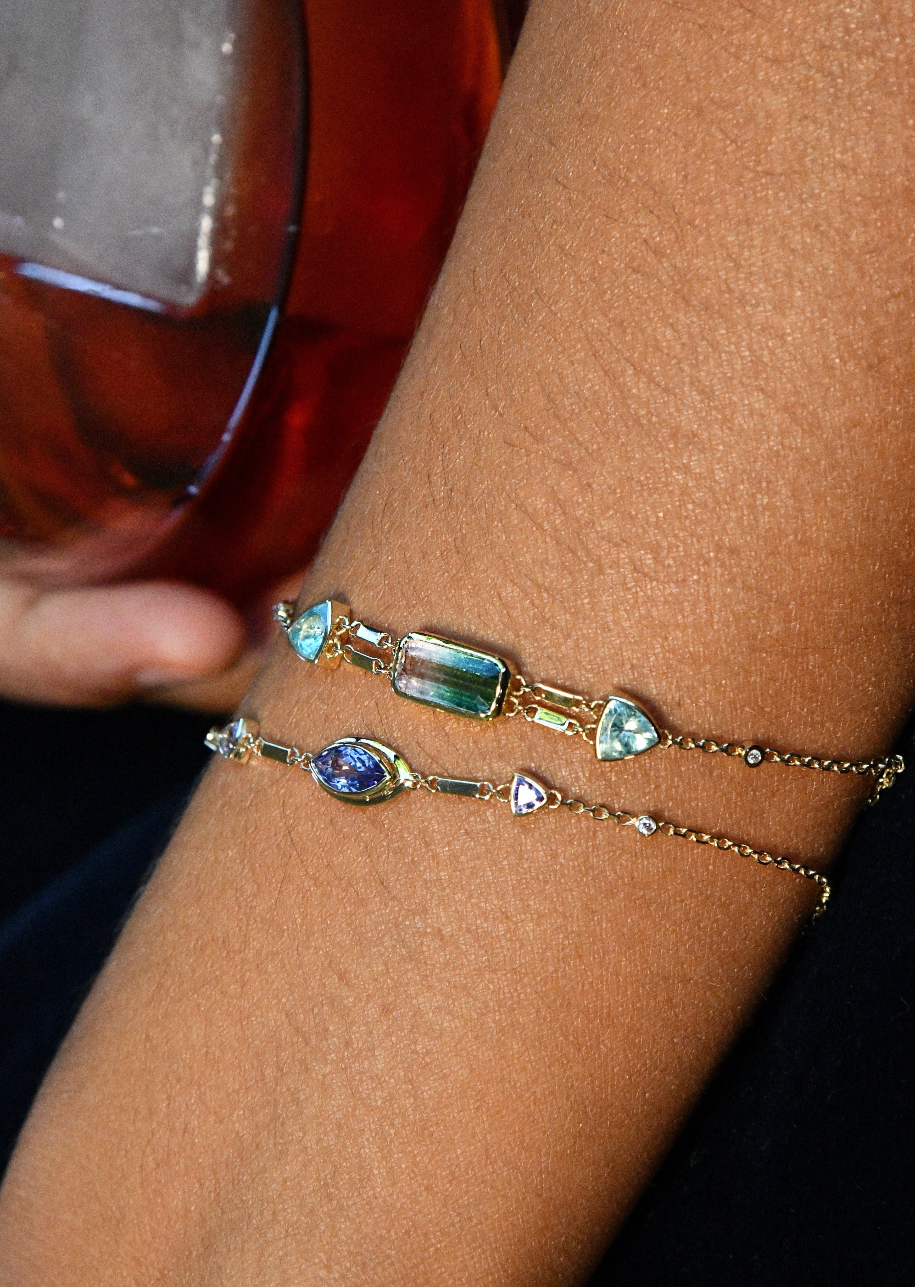 Gem Bracelet with tourmaline and diamond | Christina Magdolna