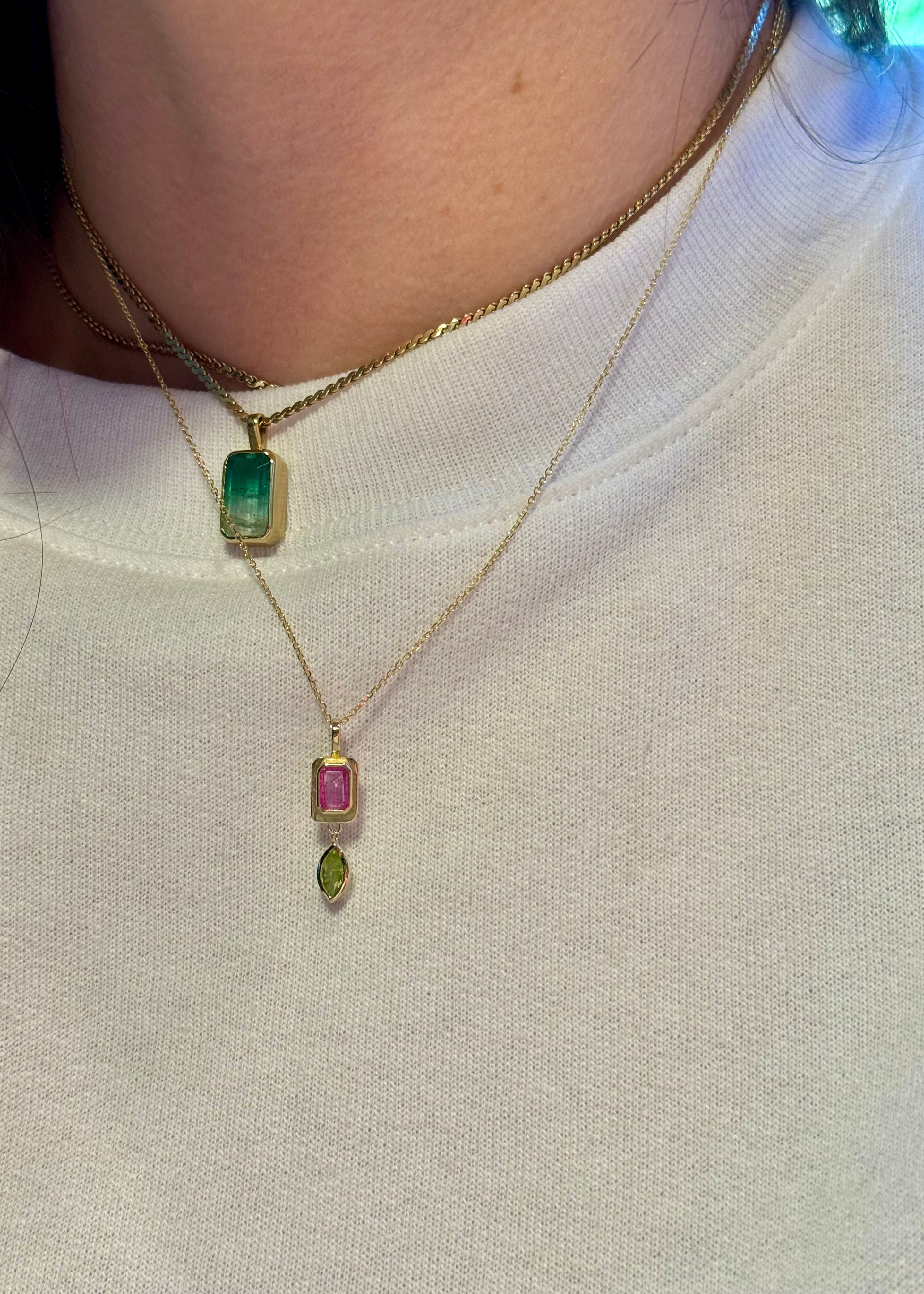 Tiny Pink Sapphire Raindrop Necklace