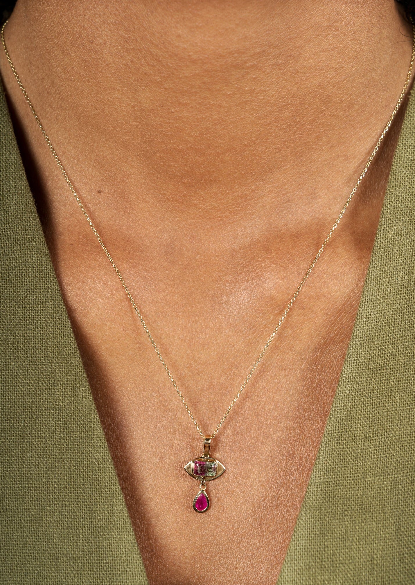 Eye Jewelry with Tourmaline Drop Necklace | Christina Magdolna