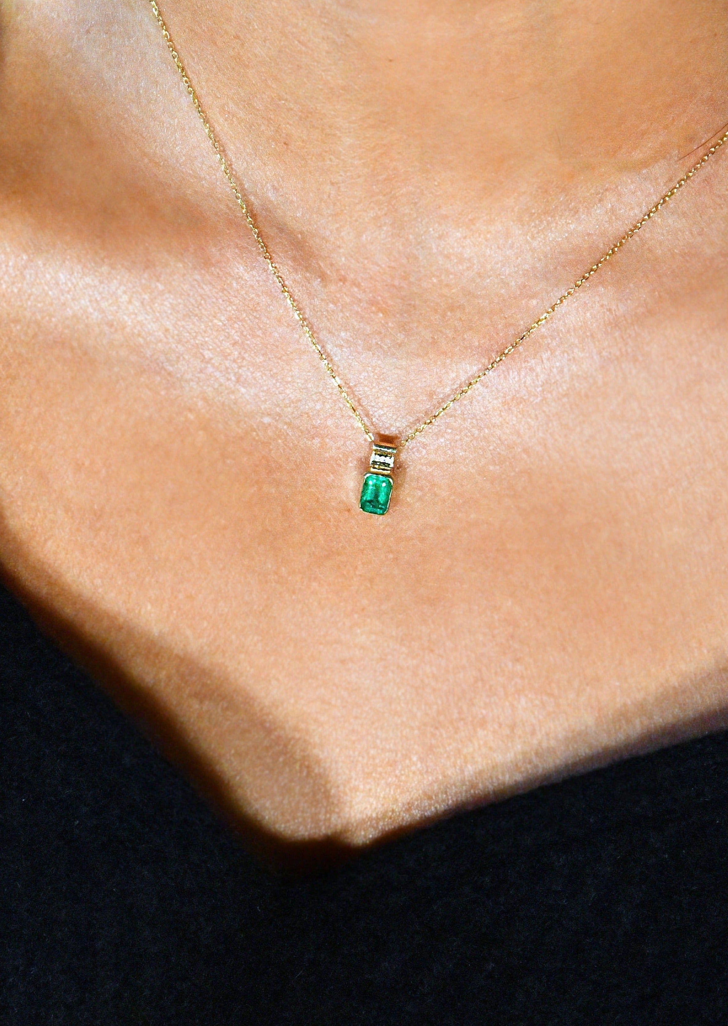 Gold and Emerald Necklace and Diamond Pave | Christina Magdolna