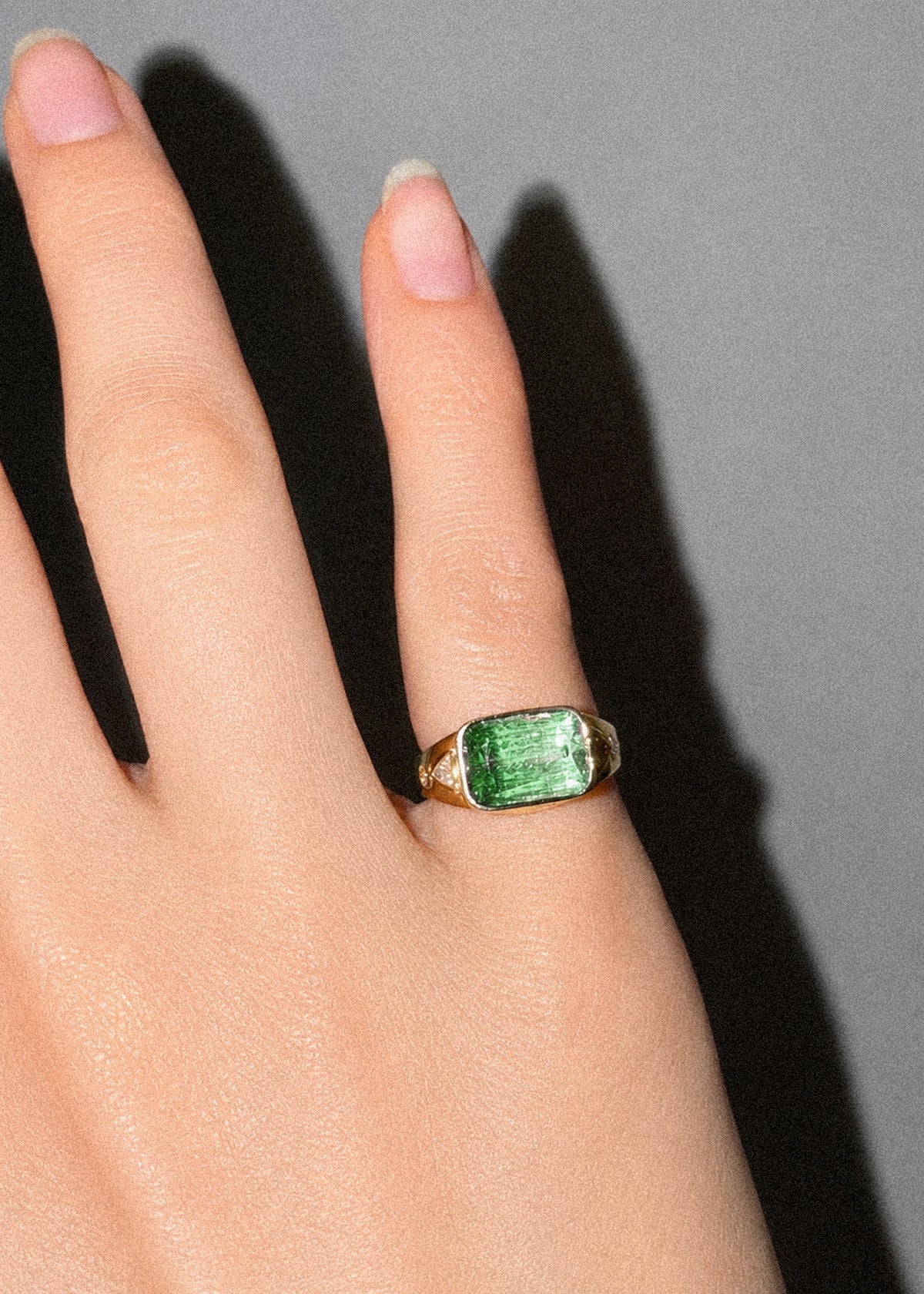 Green Gemstone Pinky Ring
