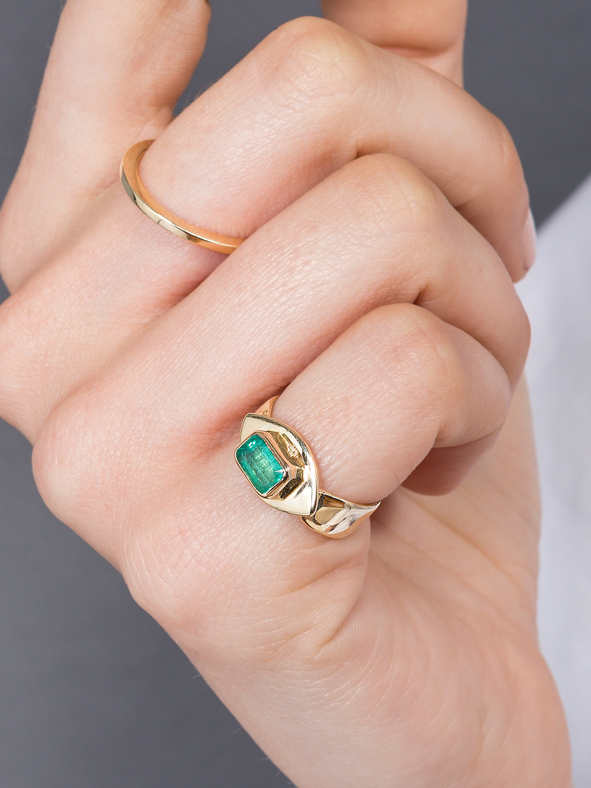 Emerald Eye Pinky Ring