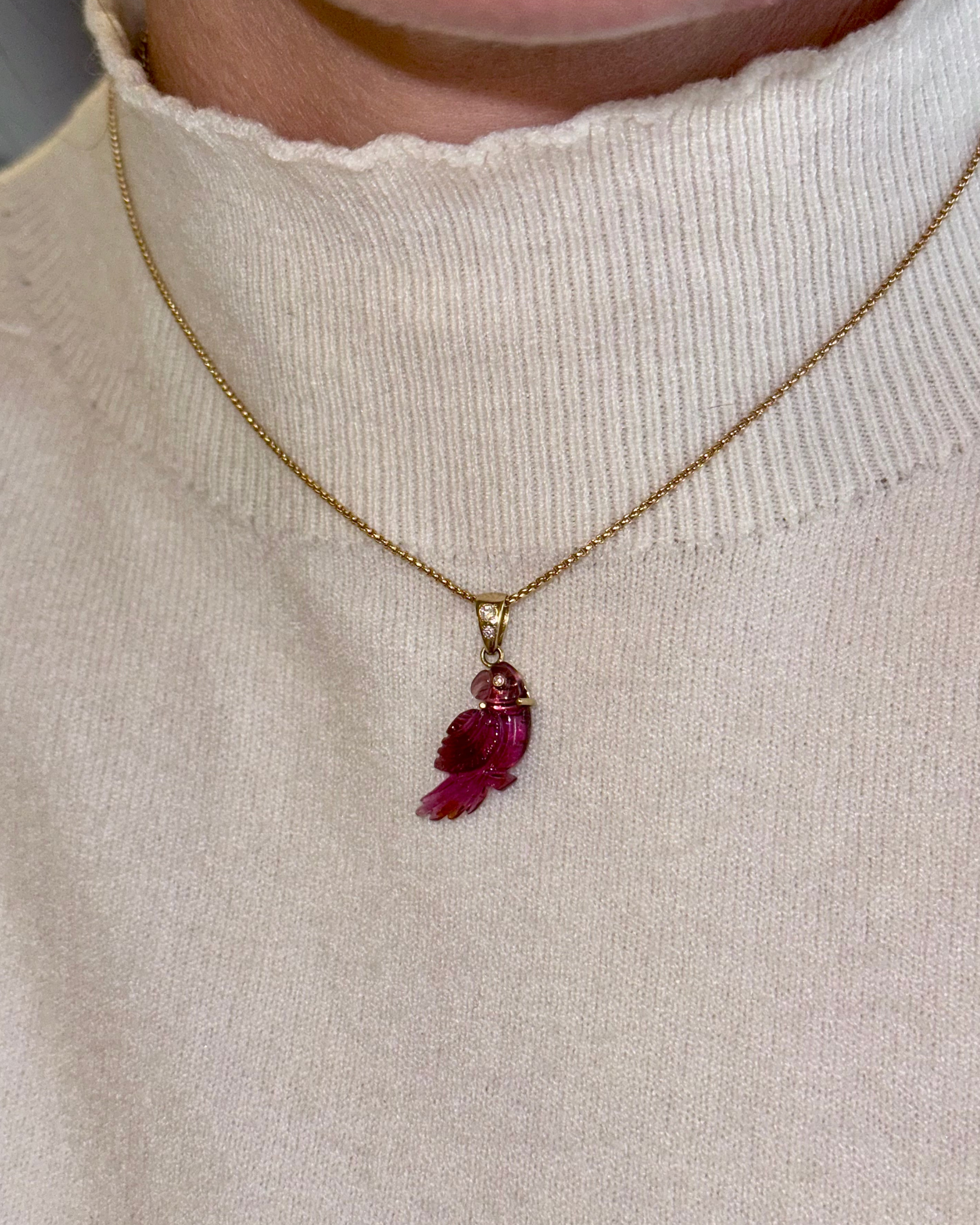 Parrot Pendant in Pink Tourmaline