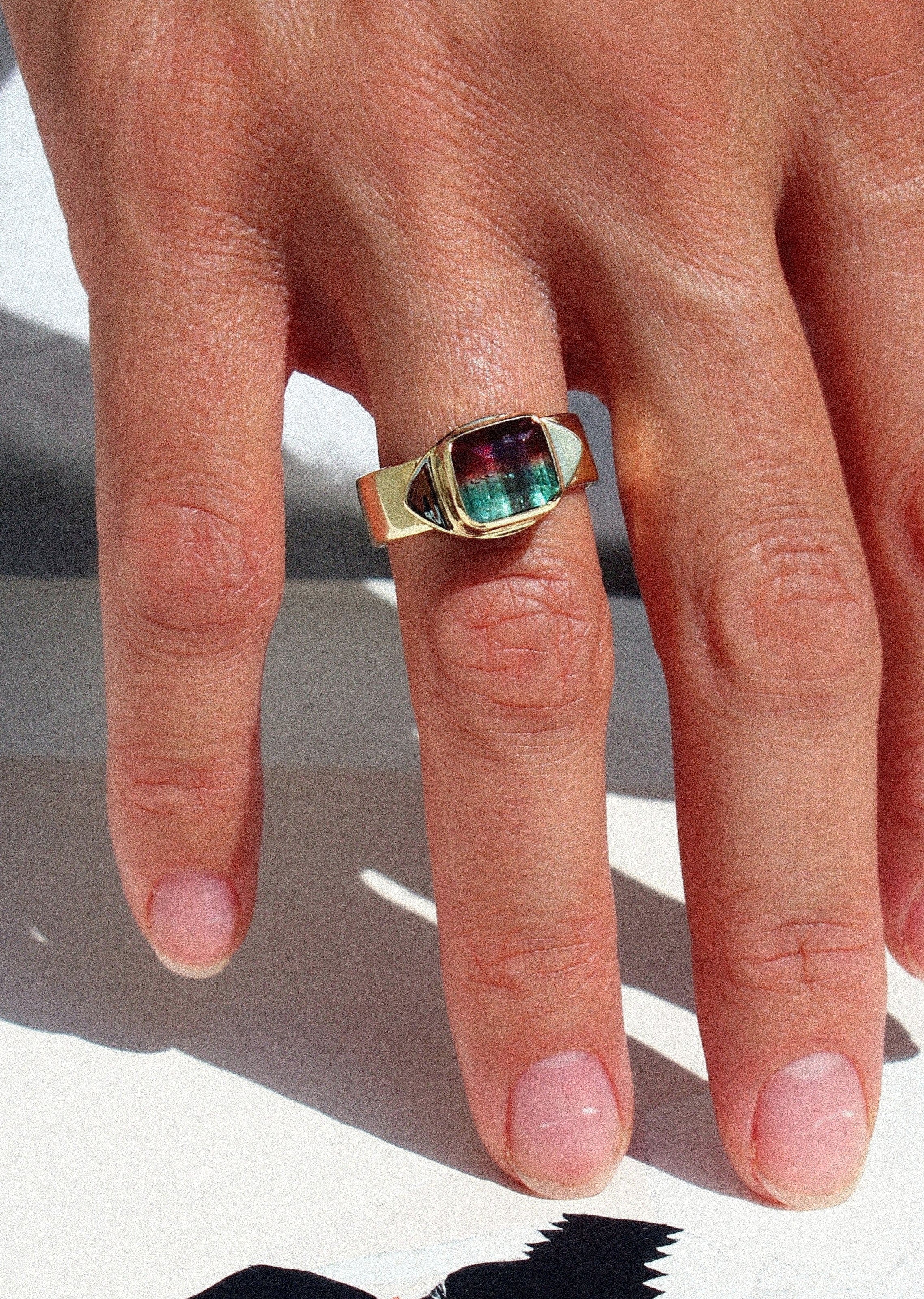 Eye ring in watermelon tourmaline | Christina Magdolna