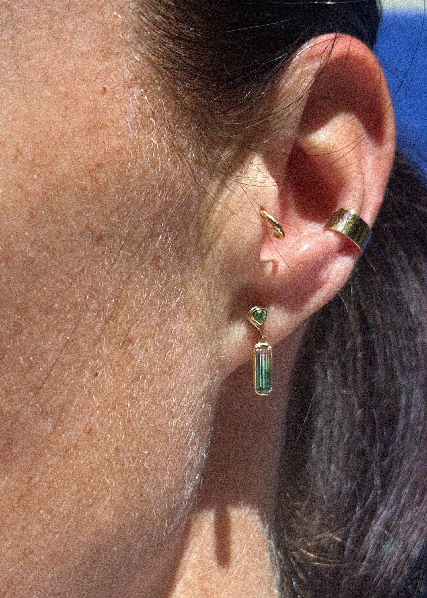 Little Gem Earrings in Apatite & Bicolor Tourmaline