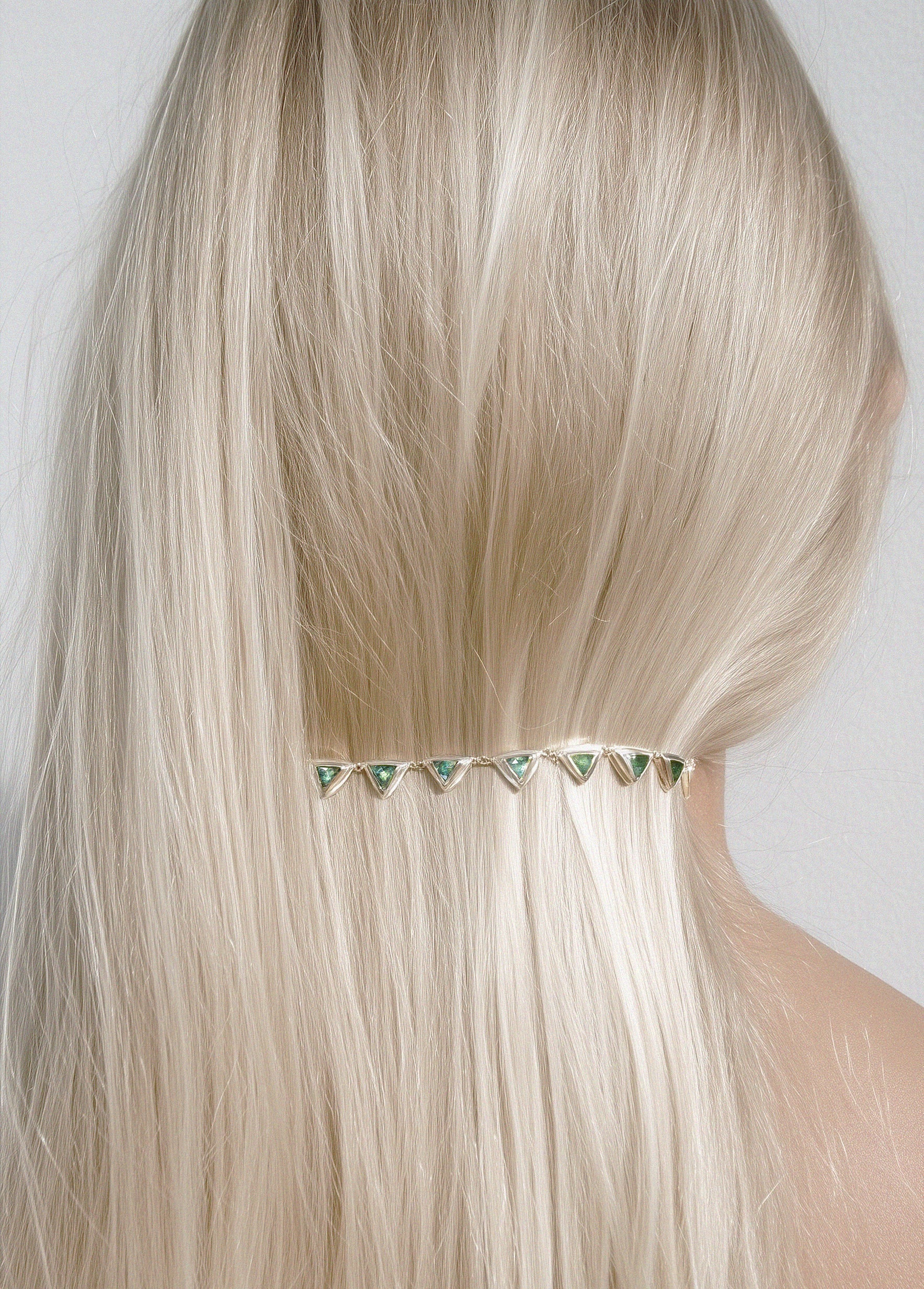 Triangle Emerald Tennis Necklace in Silver