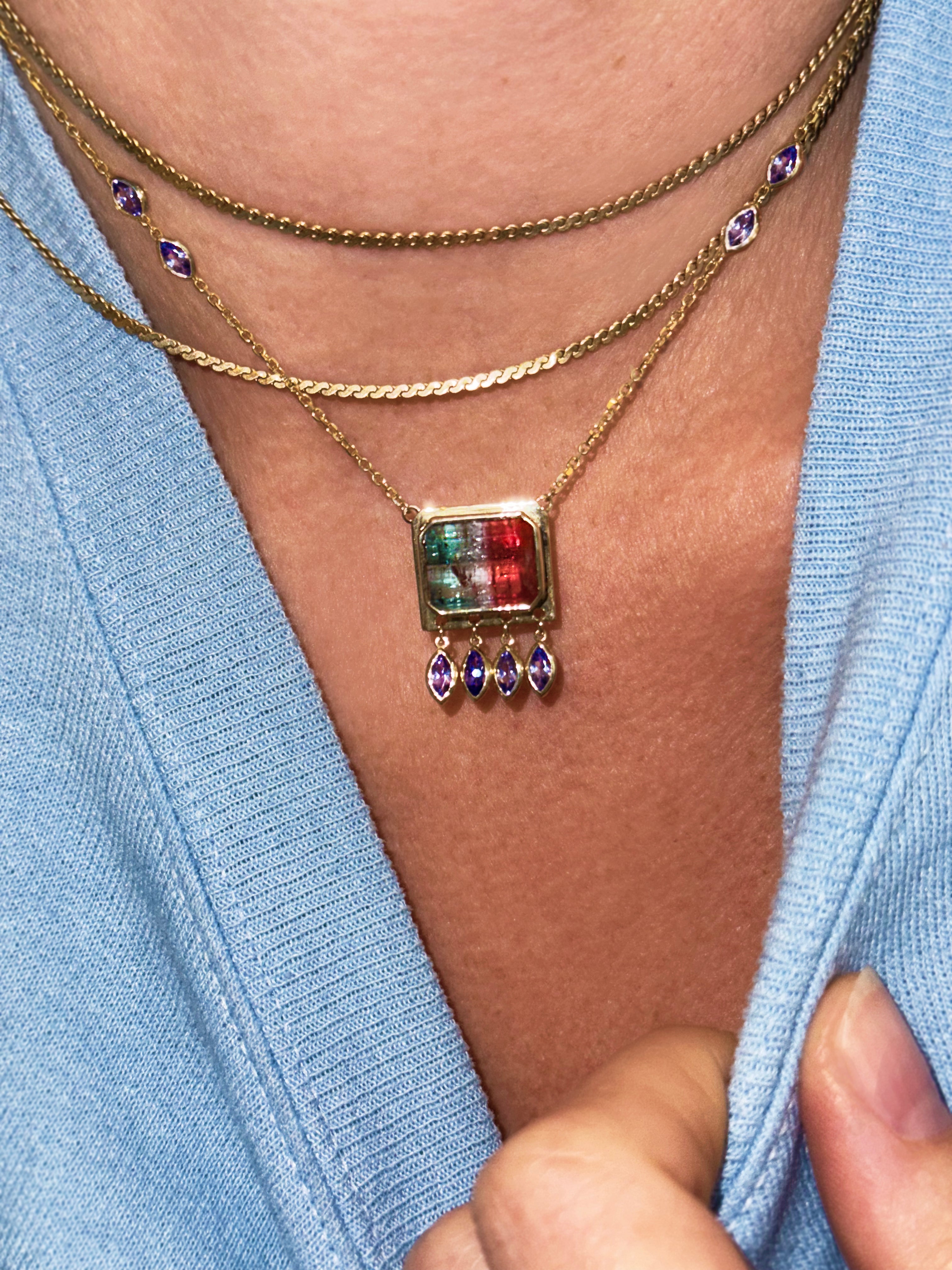 Tricolor Lumen Necklace in Green Tourmaline