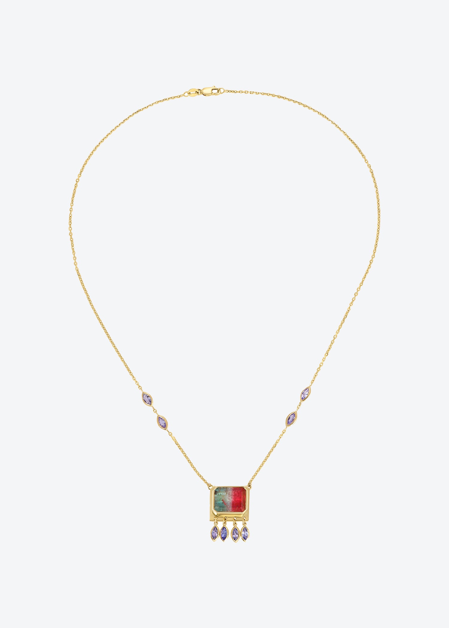 Tricolor Lumen Necklace in Green Tourmaline