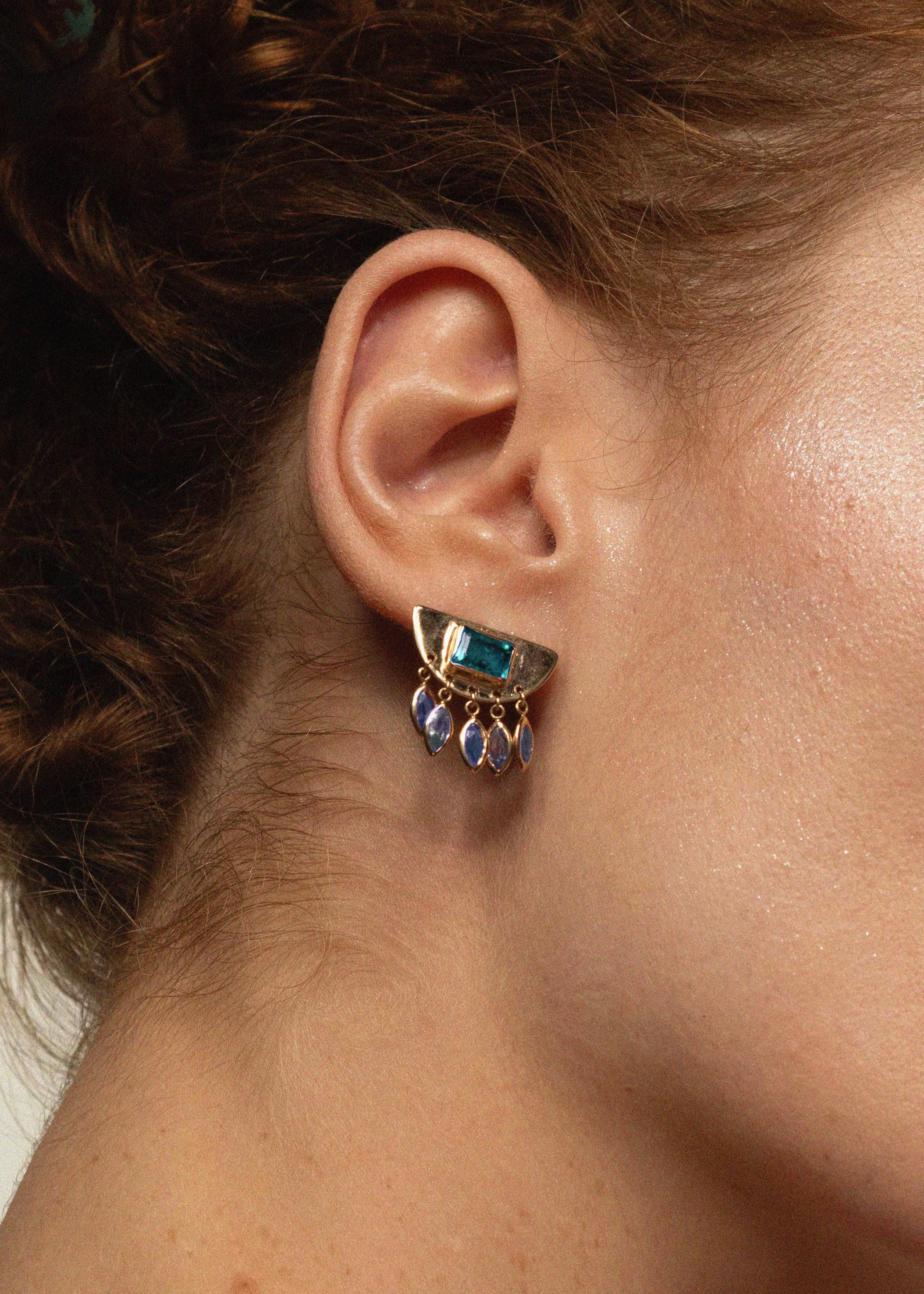 Blue Aztec Rain Earrings