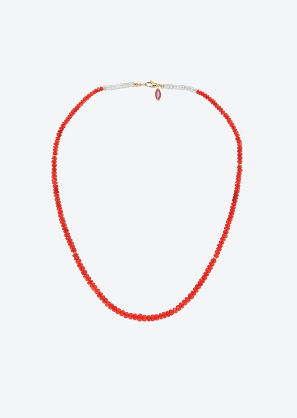 Beaded Necklace in Red Opal