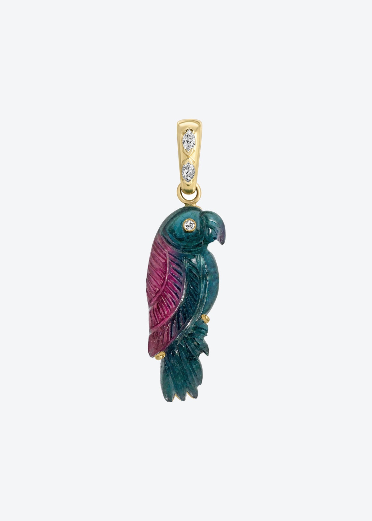 Bicolor Parrot Pendant with Marquis Diamonds