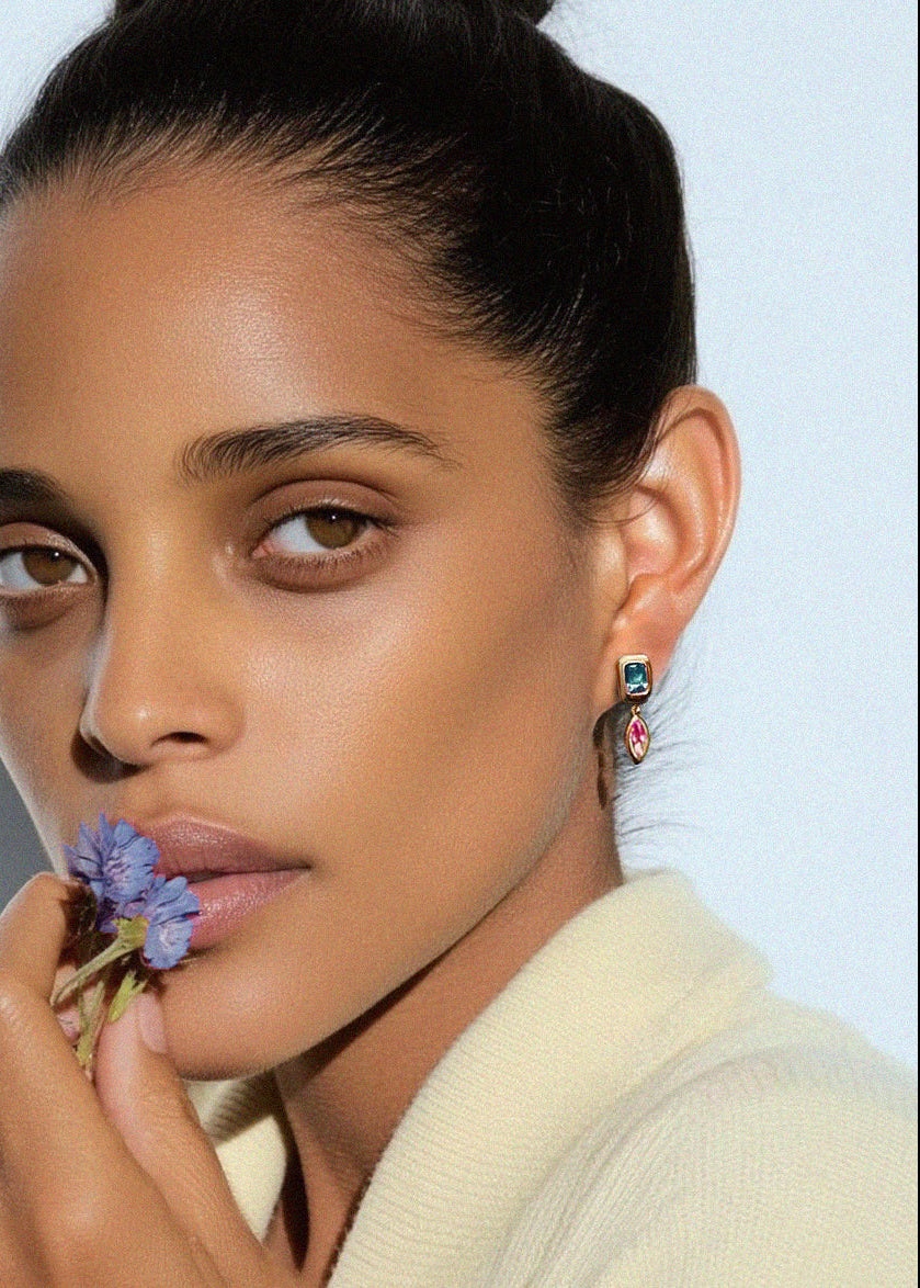 Tiny Blue Raindrop Earrings