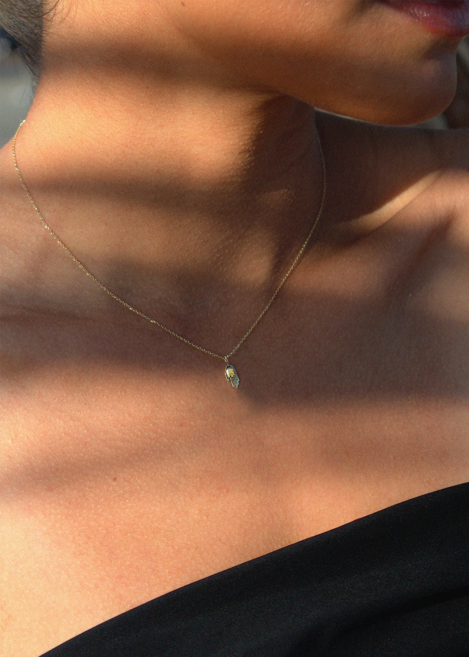 Yellow Diamond Tiny Hand Necklace