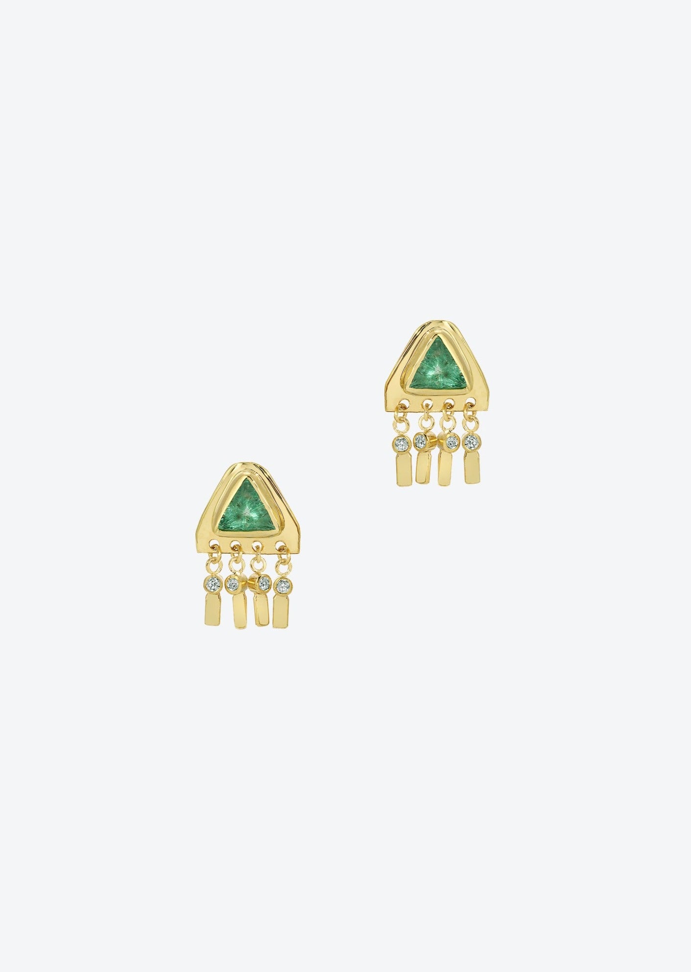 Diamond dangle earrings with emerald | Christina Magdolna