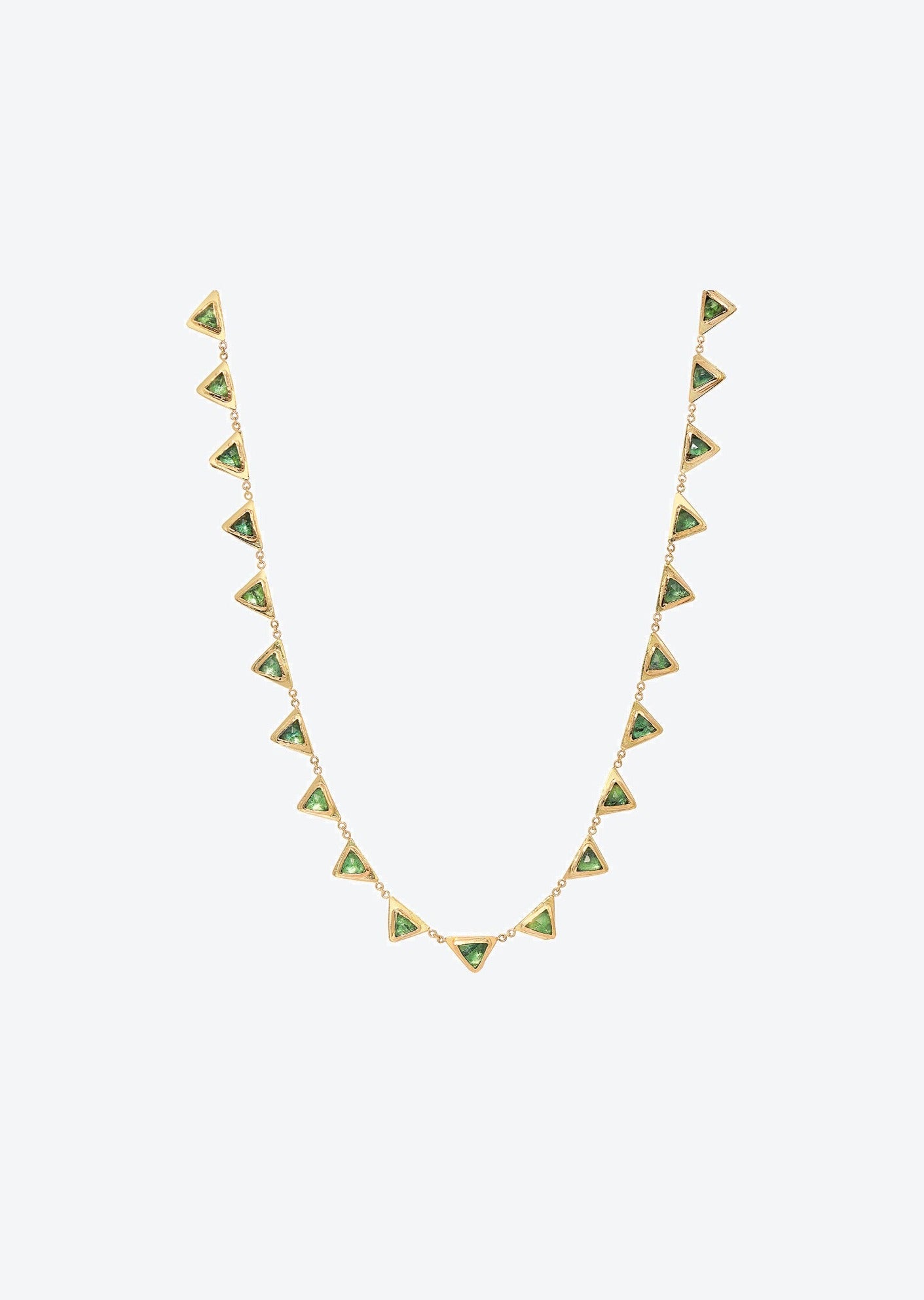 Minimalist emerald triangle necklace in gold, perfect as a statement piece
