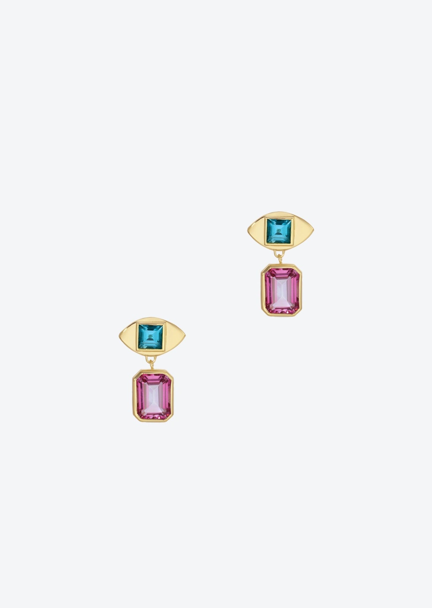 Gold Drop Earrings with topaz | Christina Magdolna