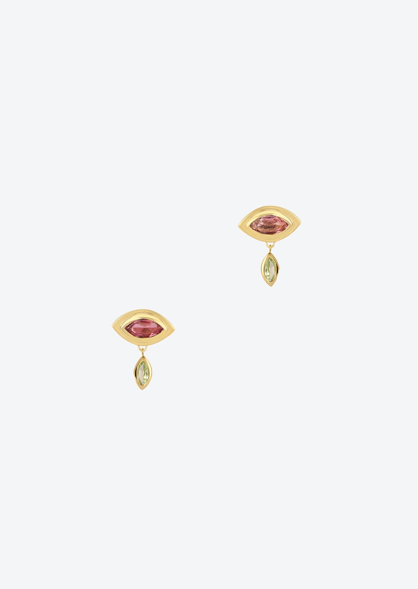 Dangle earrings with pink and green tourmaline | Christina Magdolna