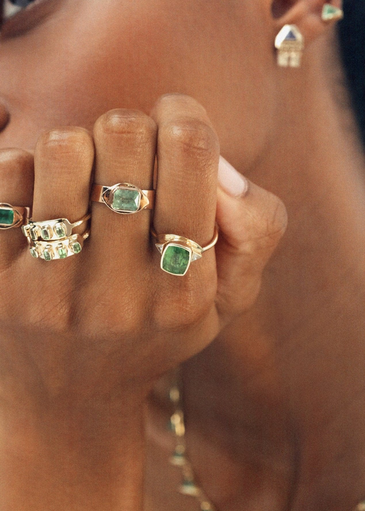 Diamond Eye Ring in Green Tourmaline