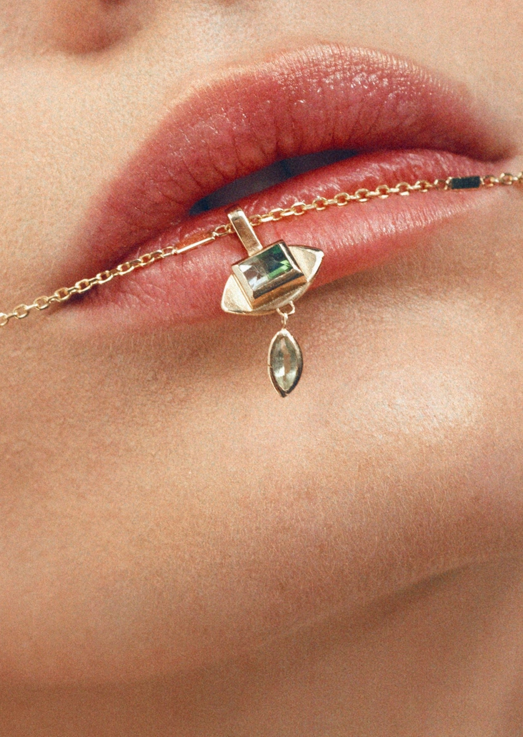 Evil Eye Pendant Gold with Bi Color Tourmaline | Christina Magdolna