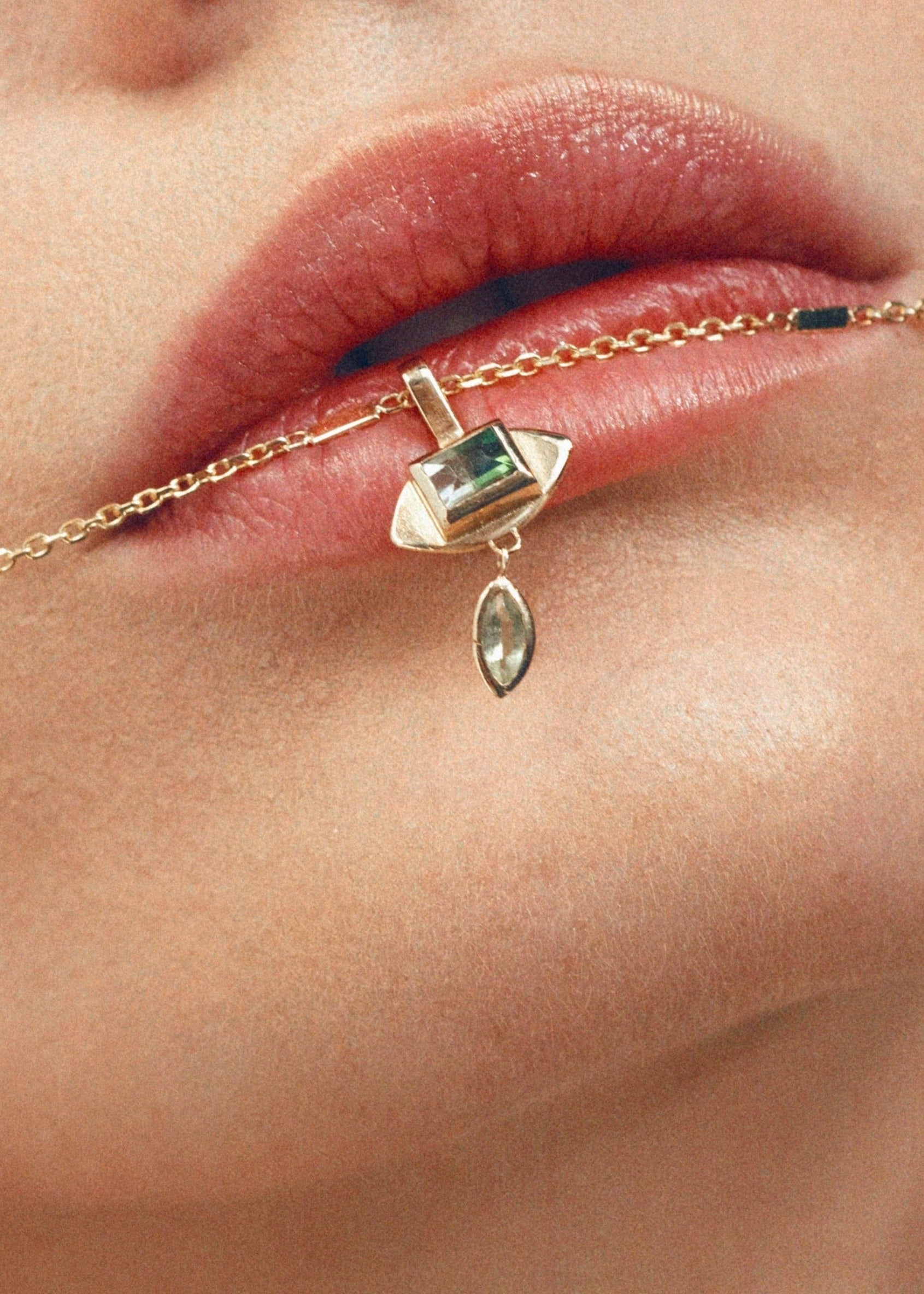 Evil Eye Pendant Gold with Bi Color Tourmaline | Christina Magdolna