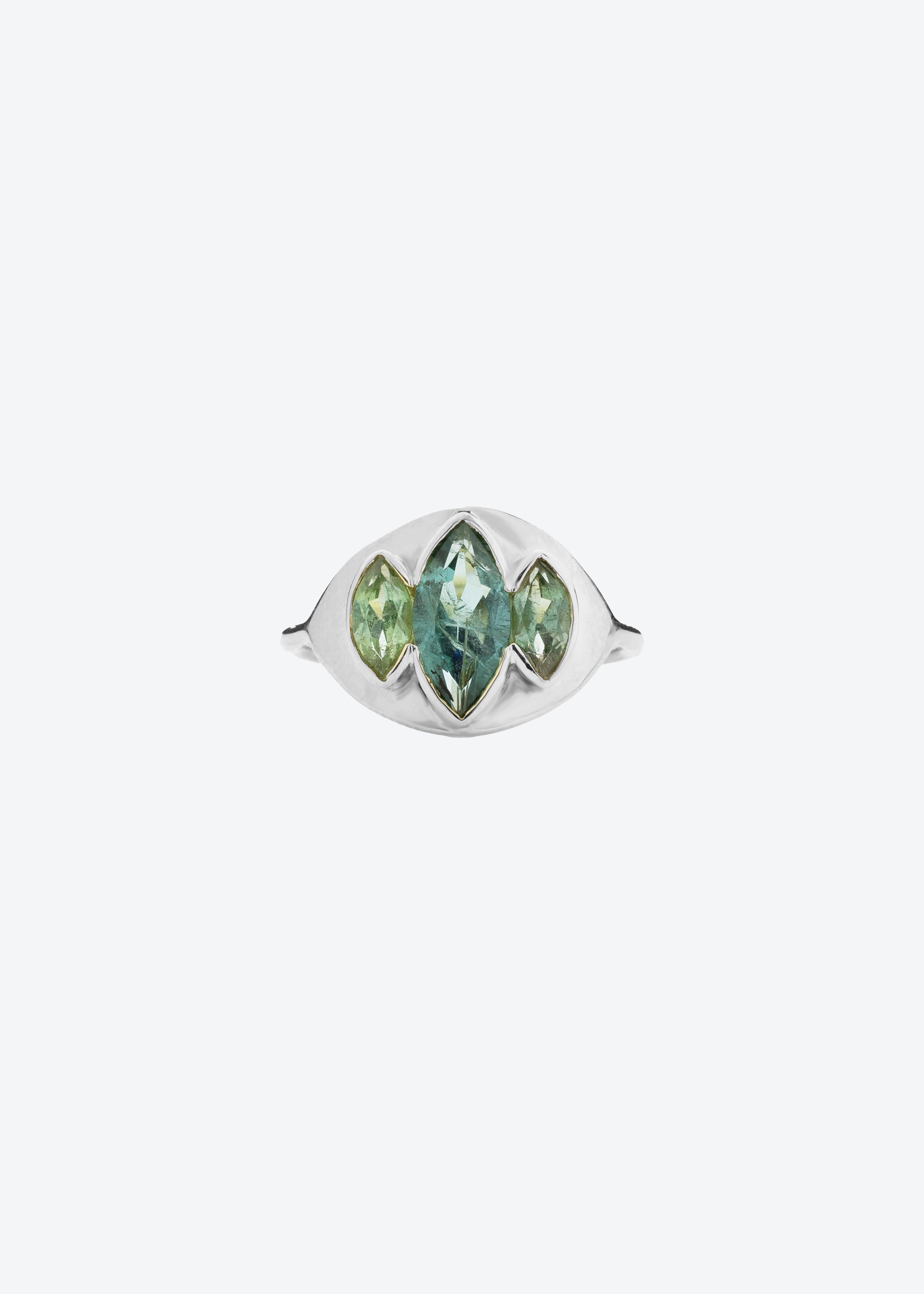 Silver Light Ring in Green Tourmaline