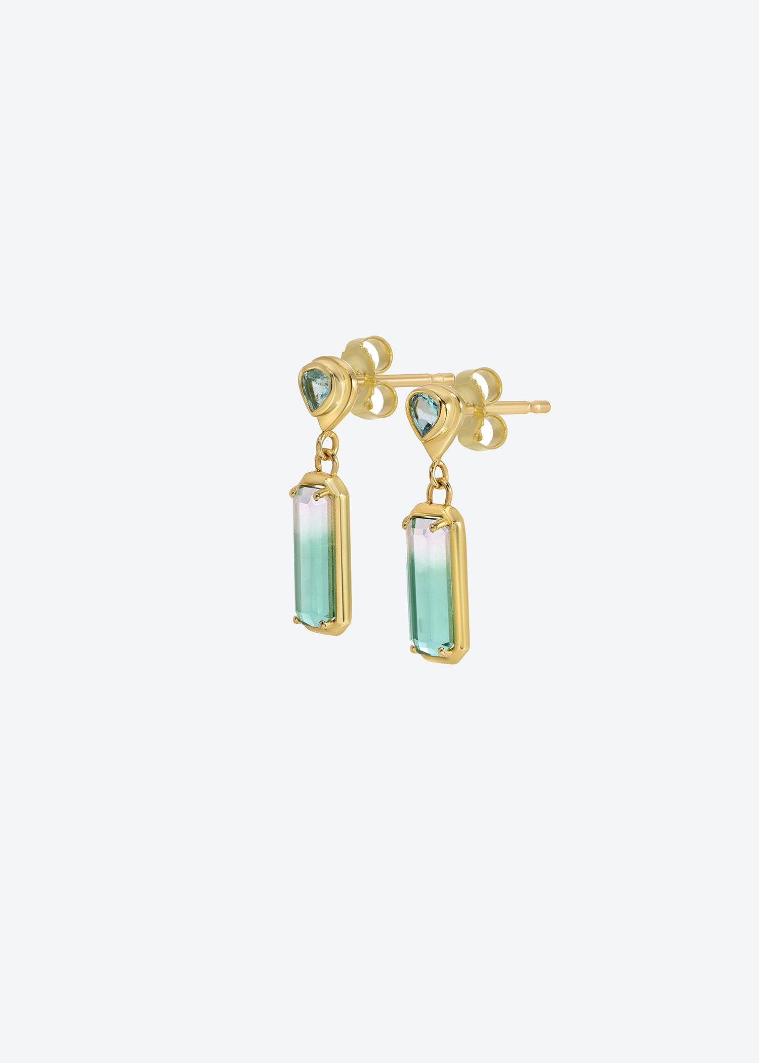 Little Gem Earrings in Apatite & Bicolor Tourmaline