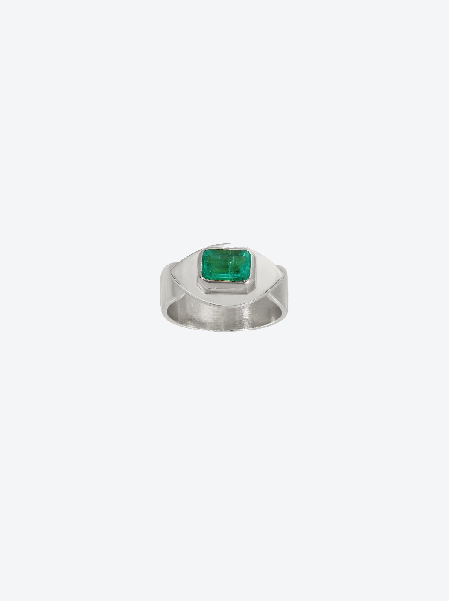 Green Emerald Evil Eye Silver Pinky Ring