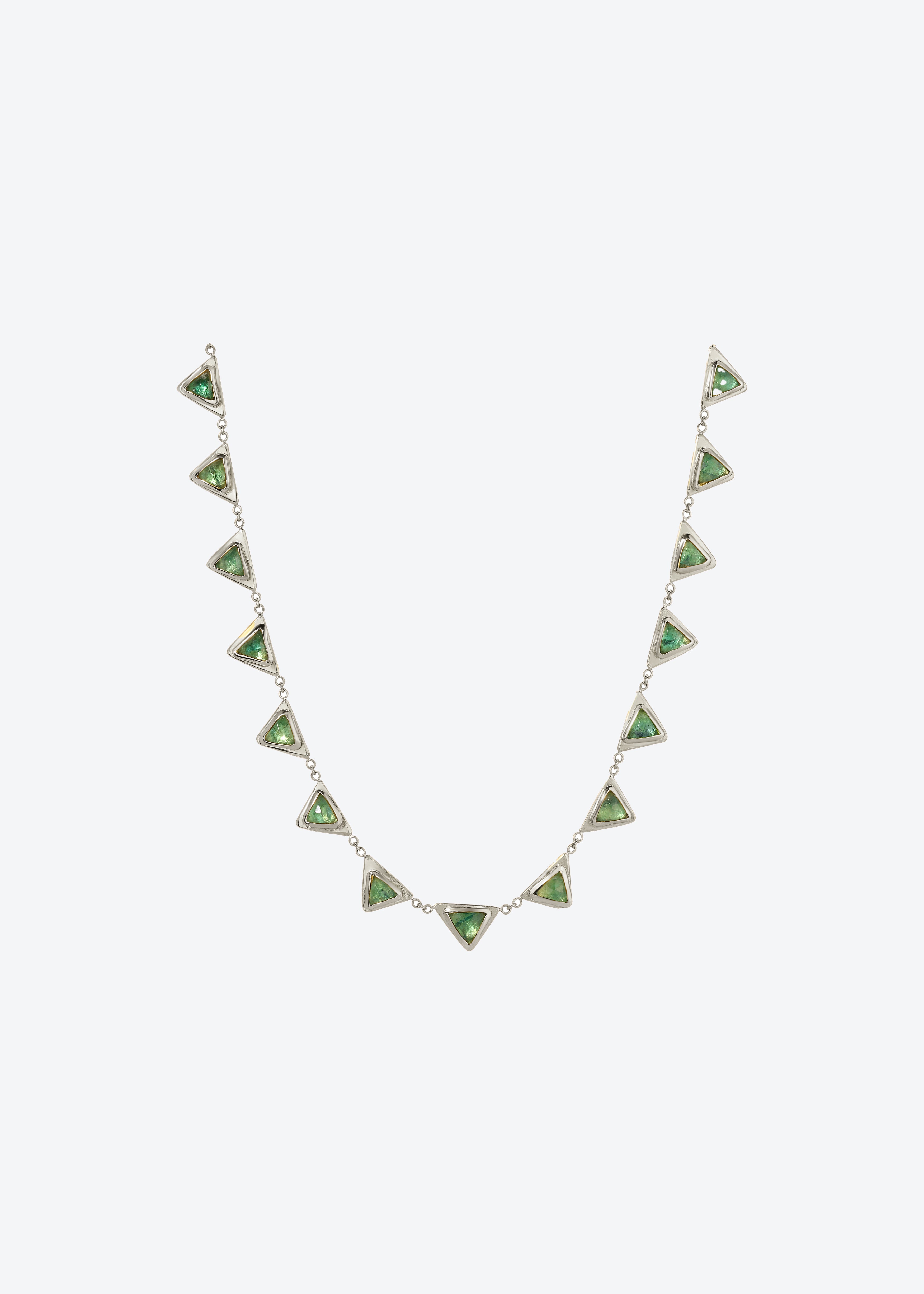 Triangle Emerald Tennis Necklace in Silver