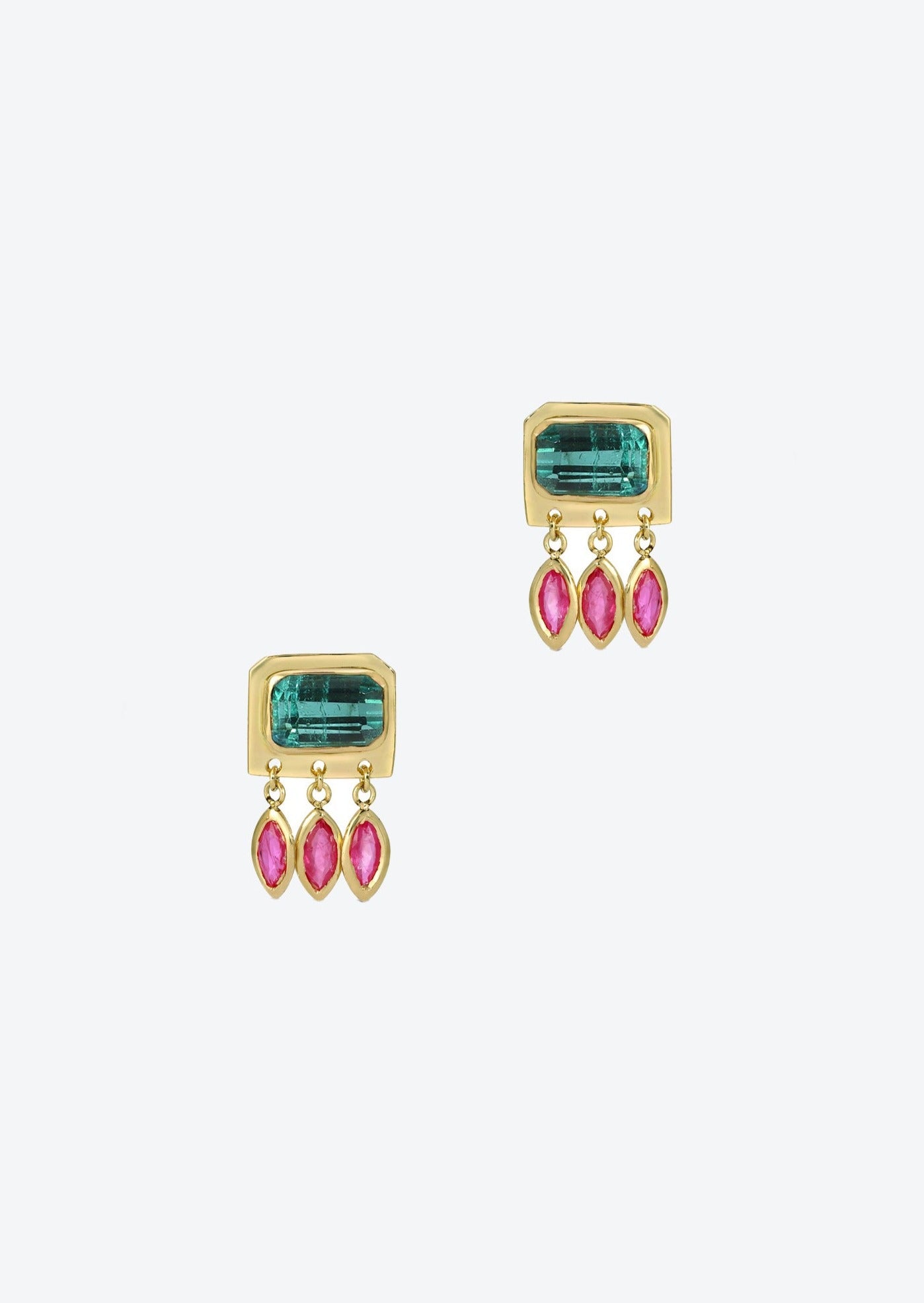 Gold Dangle Jewelry with Topaz and Ruby | Christina Magdolna