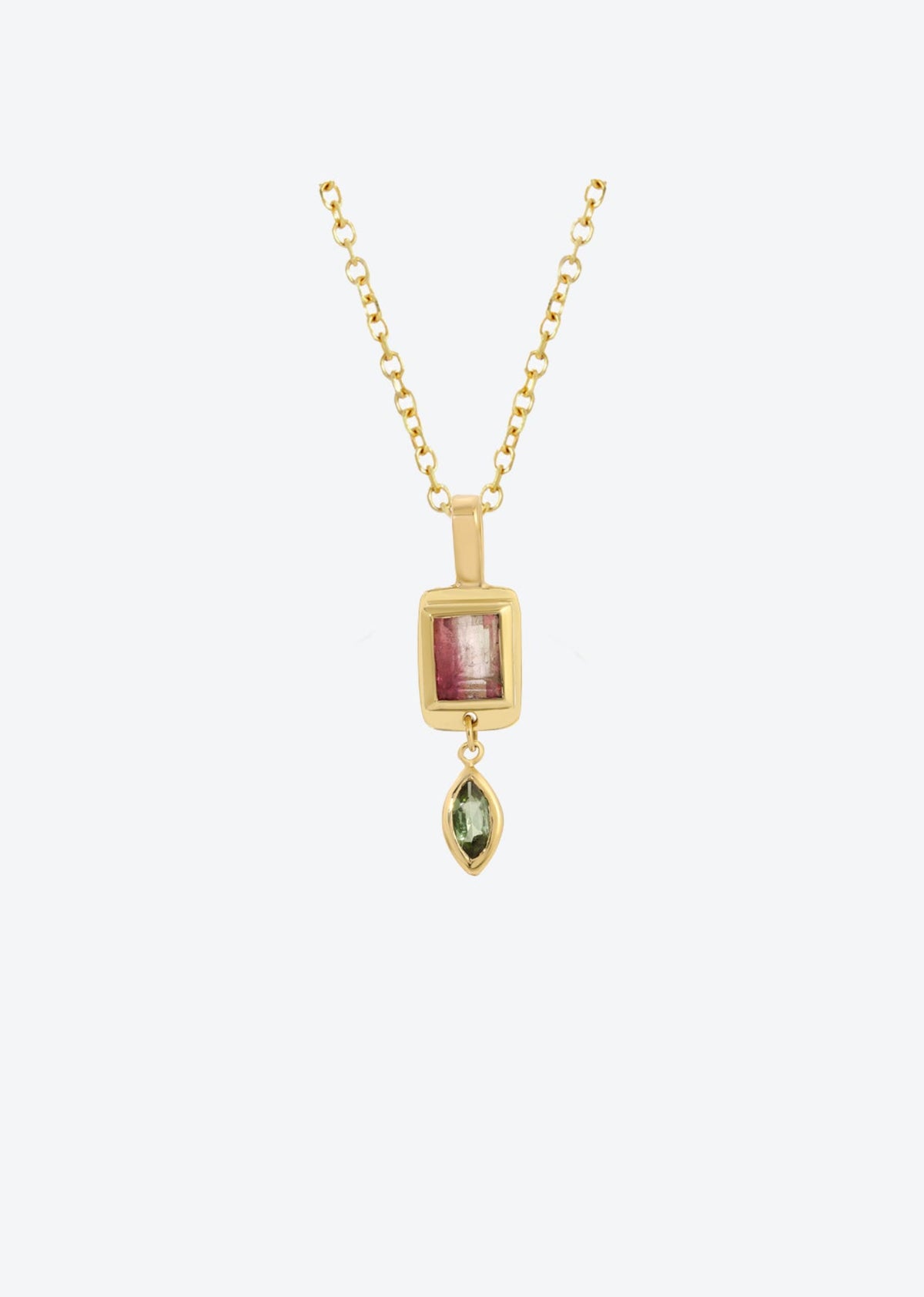 Tiny Pink Tourmaline Raindrop Necklace