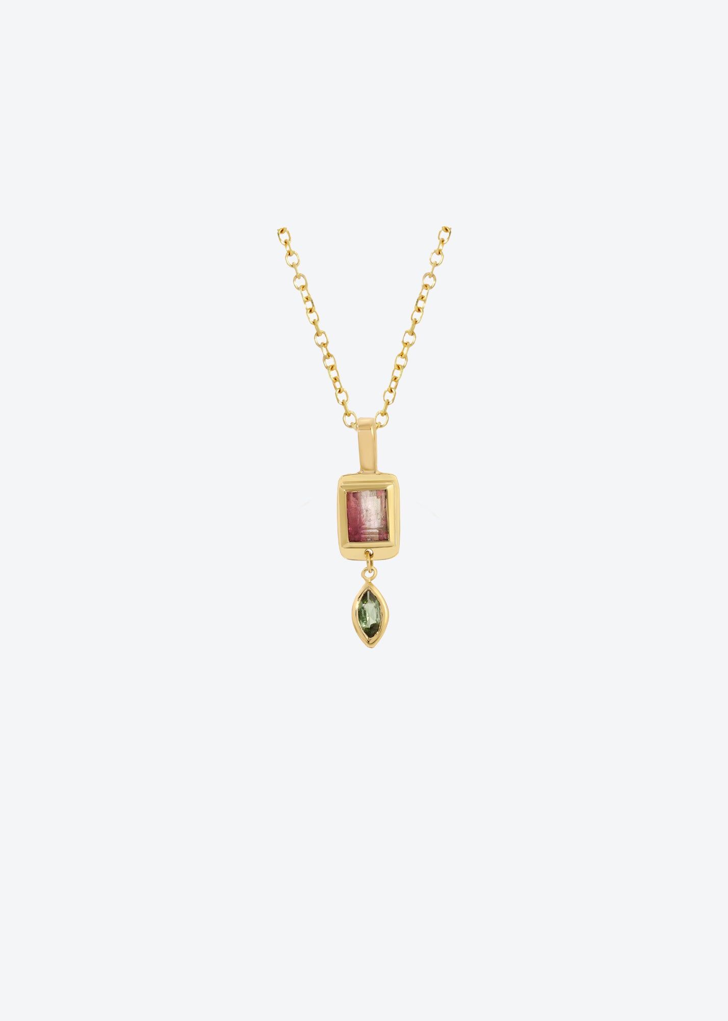 Tiny Pink Tourmaline Raindrop Necklace