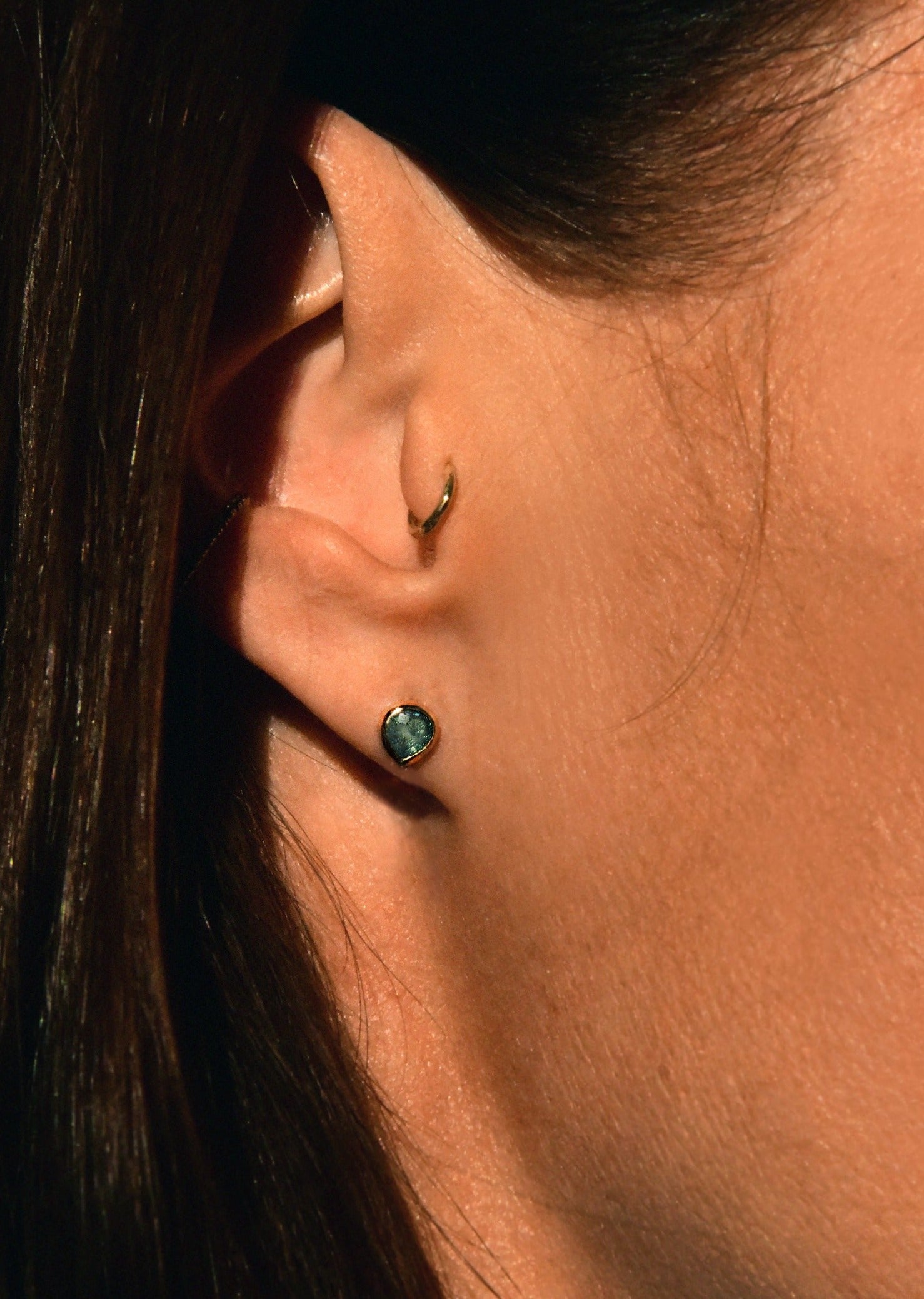 Sapphire Gold Stud Earrings | Christina Magdolna