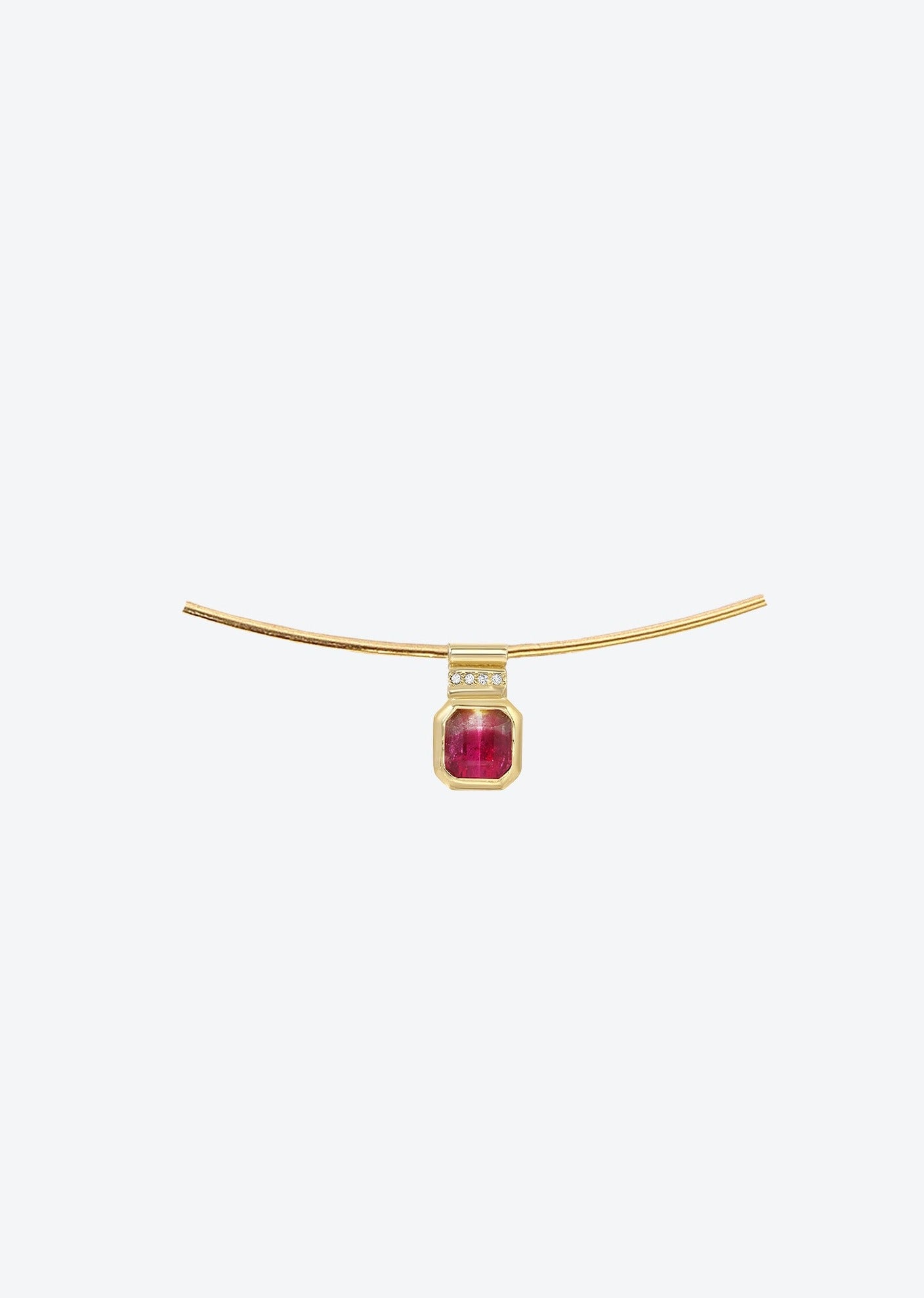 Gold Collar Necklace Watermelon Tourmaline Jewelry | Christina Magdolna