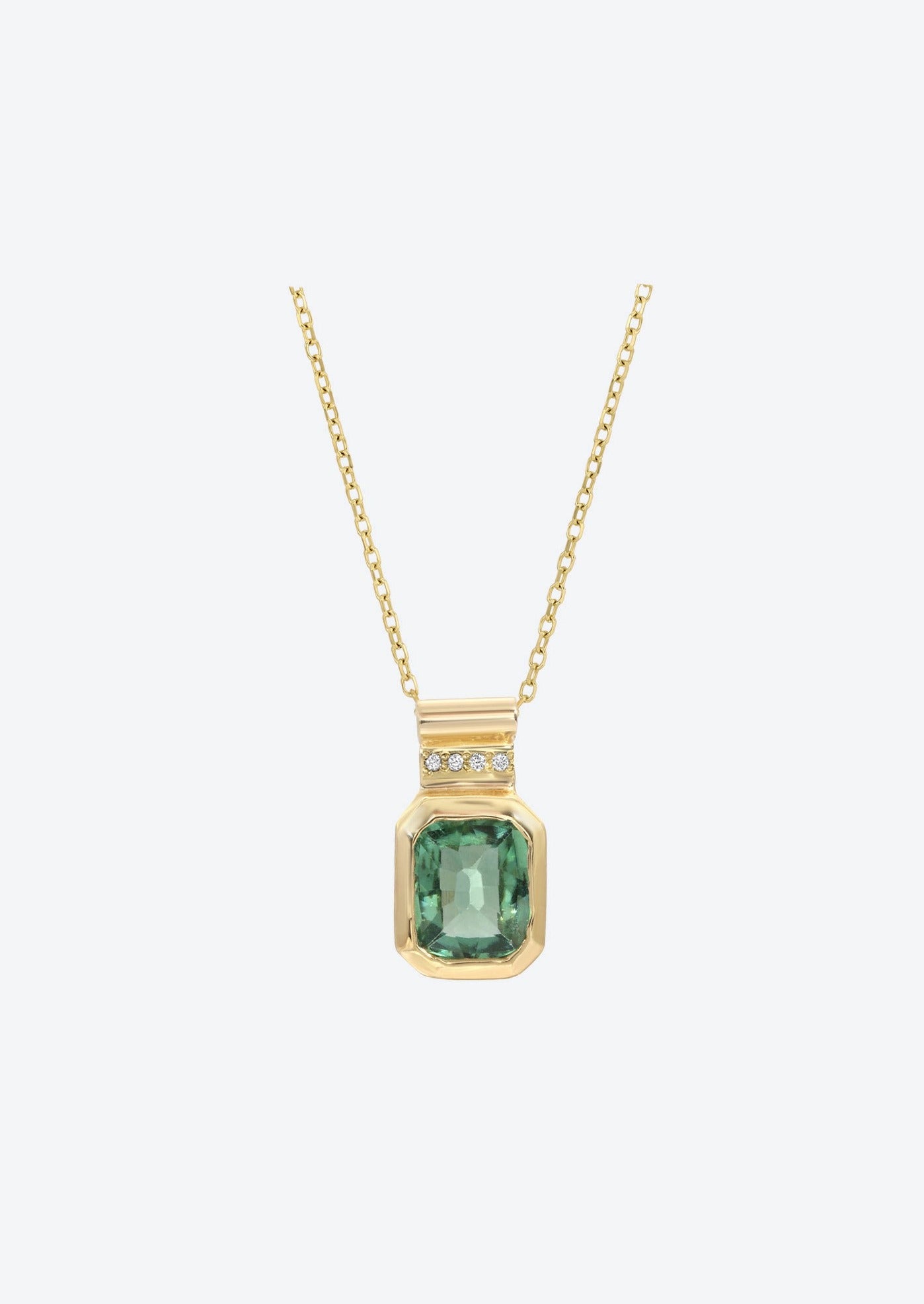 Pave Diamond Necklace with Green Tourmaline | Christina Magdolna