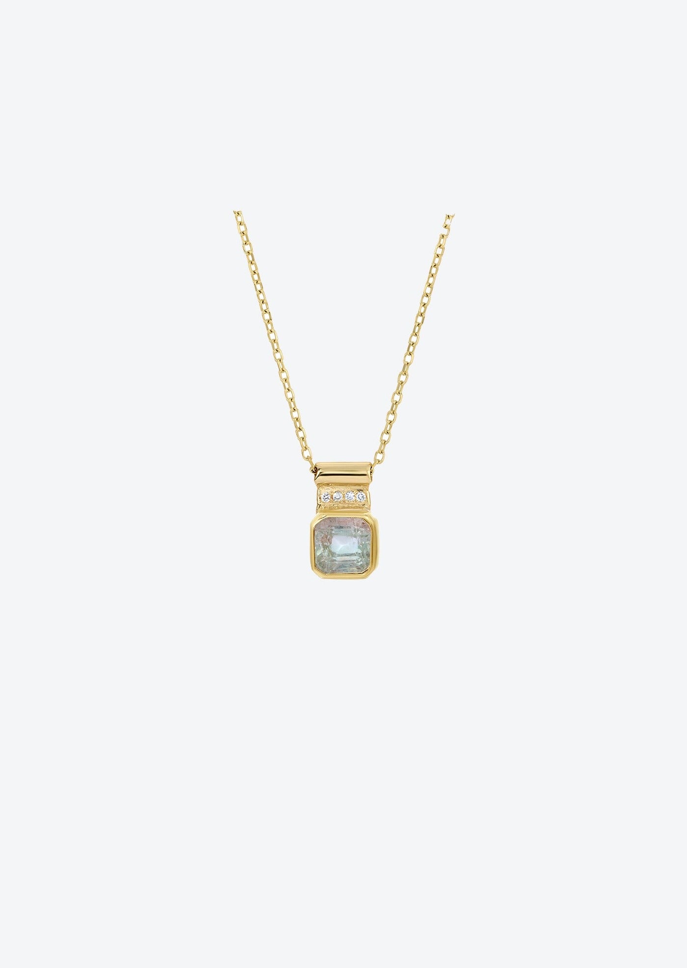 Pave Diamond Necklace with Tiny Pink Tourmaline | Christina Magdolna