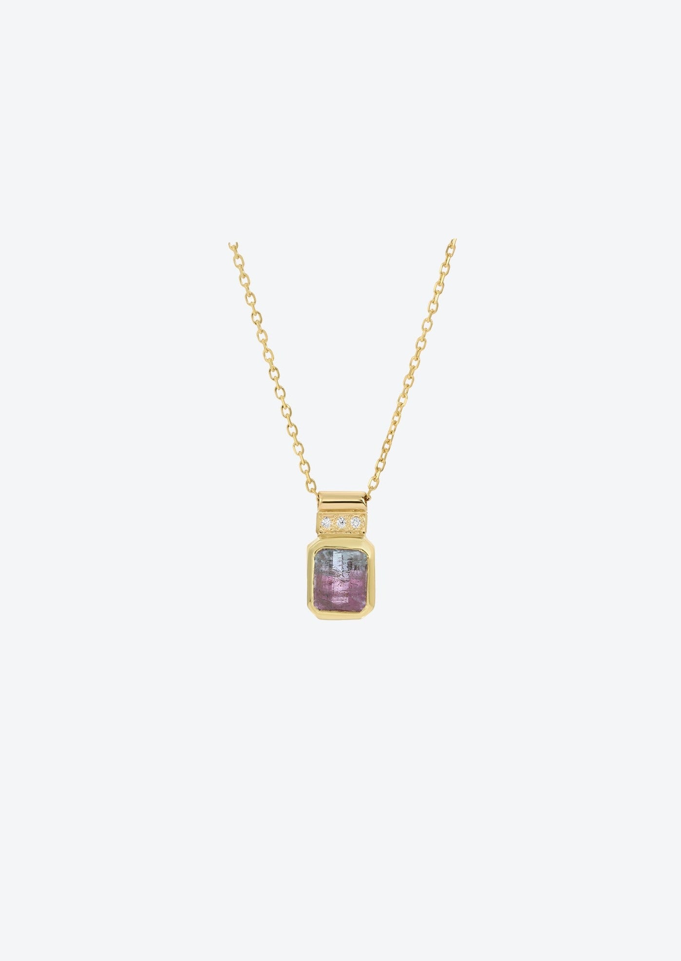 Diamond Pave Necklace with Small Pink Tourmaline | Christina Magdolna