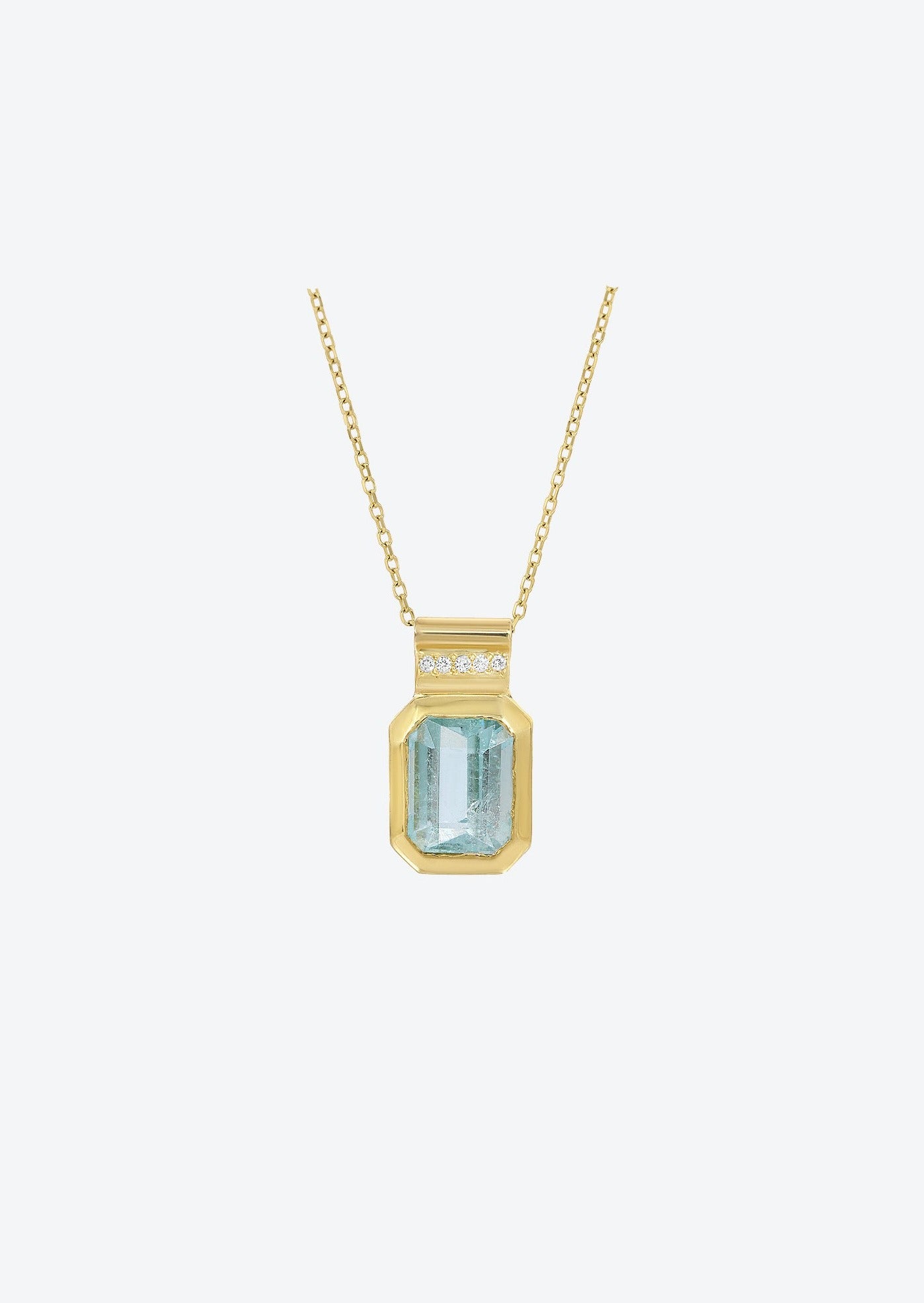 Pave Diamond Necklace with Light Blue Tourmaline | Christina Magdolna