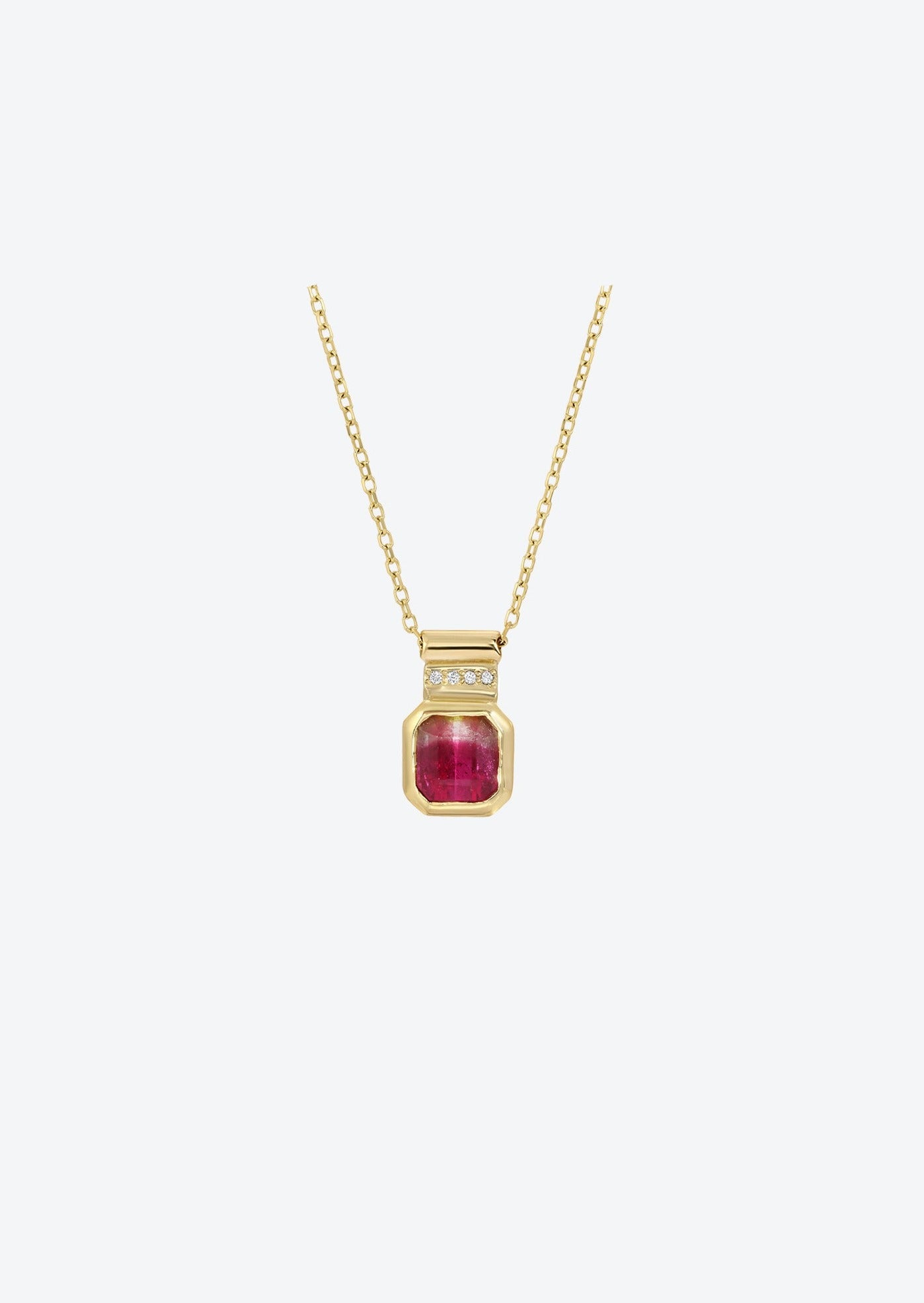 Pave Diamond Necklace with Watermelon Tourmaline | Christina Magdolna