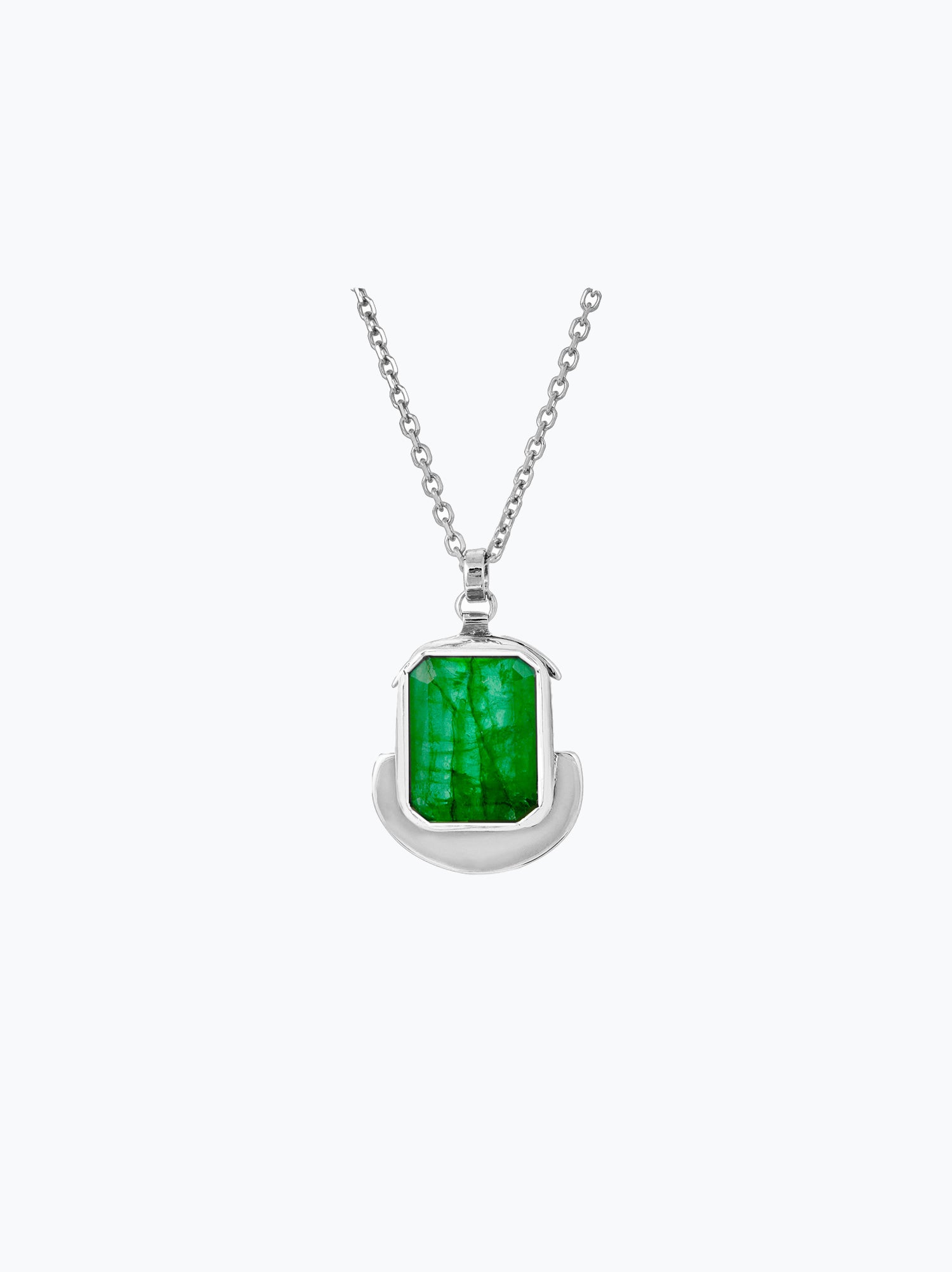 Silver Emerald Pendant Necklace
