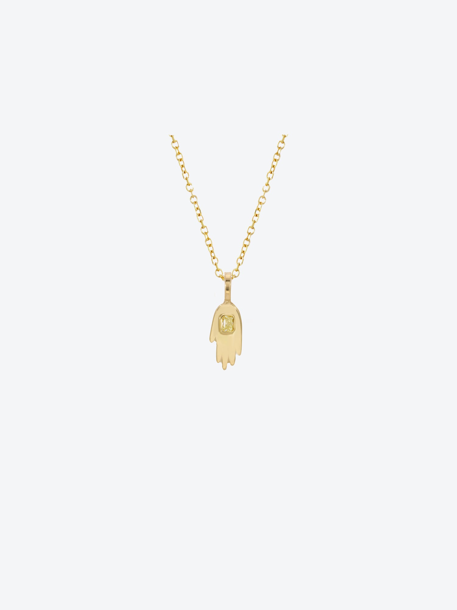 Yellow Diamond Tiny Hand Necklace
