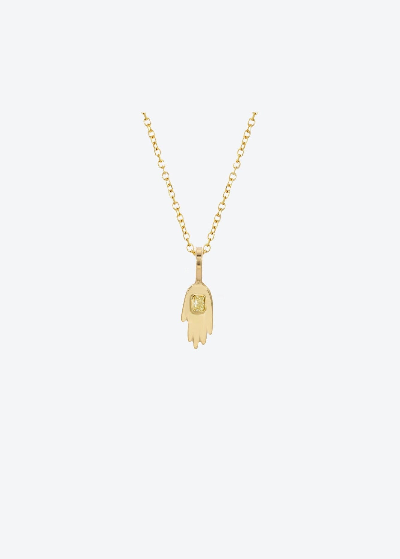 Yellow Diamond Tiny Hand Necklace