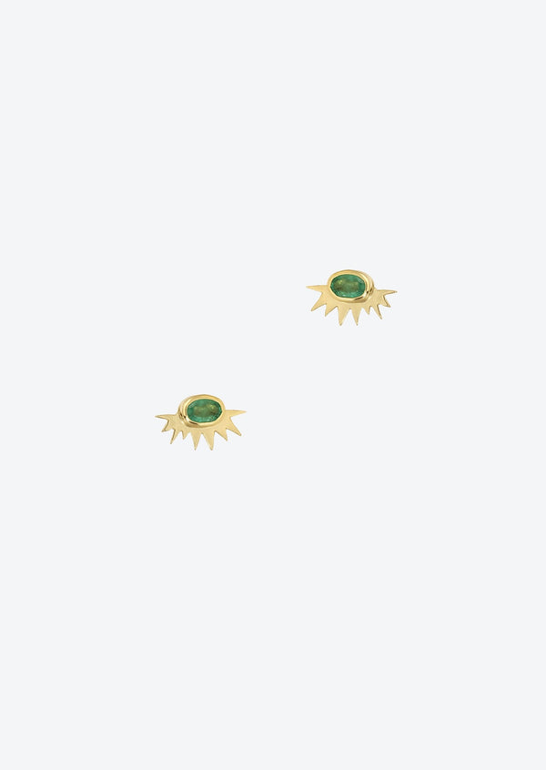 Tiny Emerald Sunburst Earrings