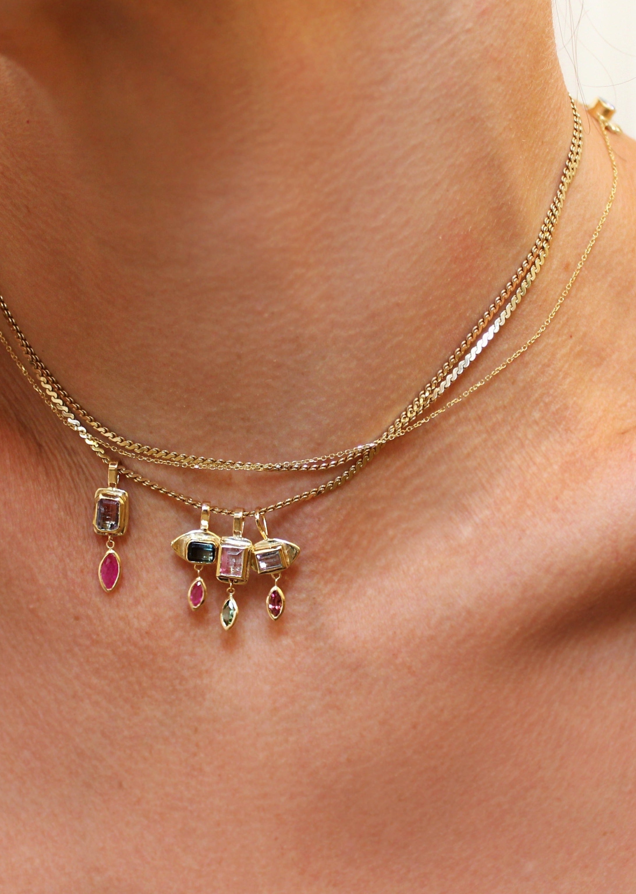 Evil Eye Pendant Gold with Pink Tourmaline | Christina Magdolna