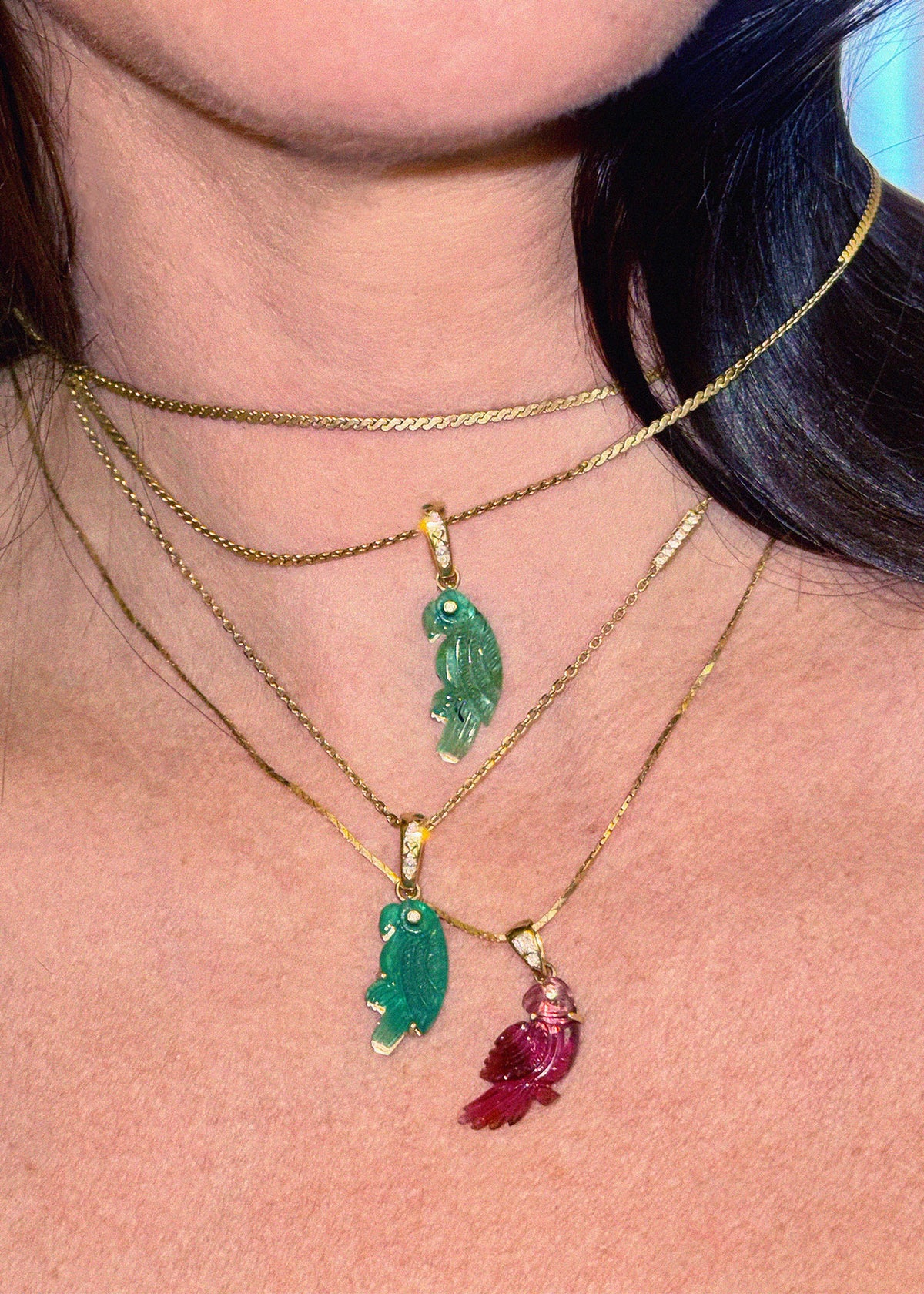 Large Parrot Pendant in Emerald