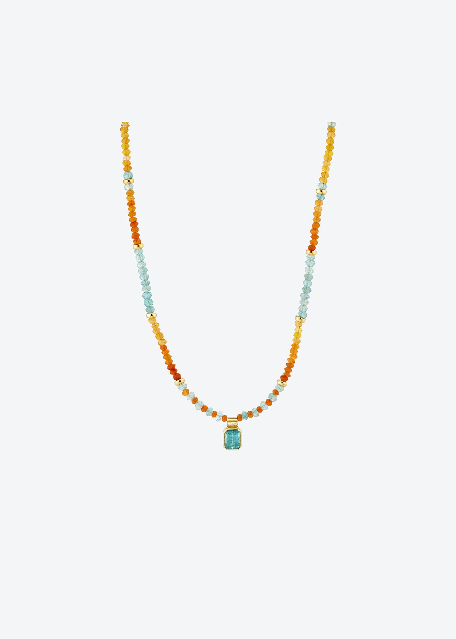 Beaded Necklace in Carnelian and Apatite