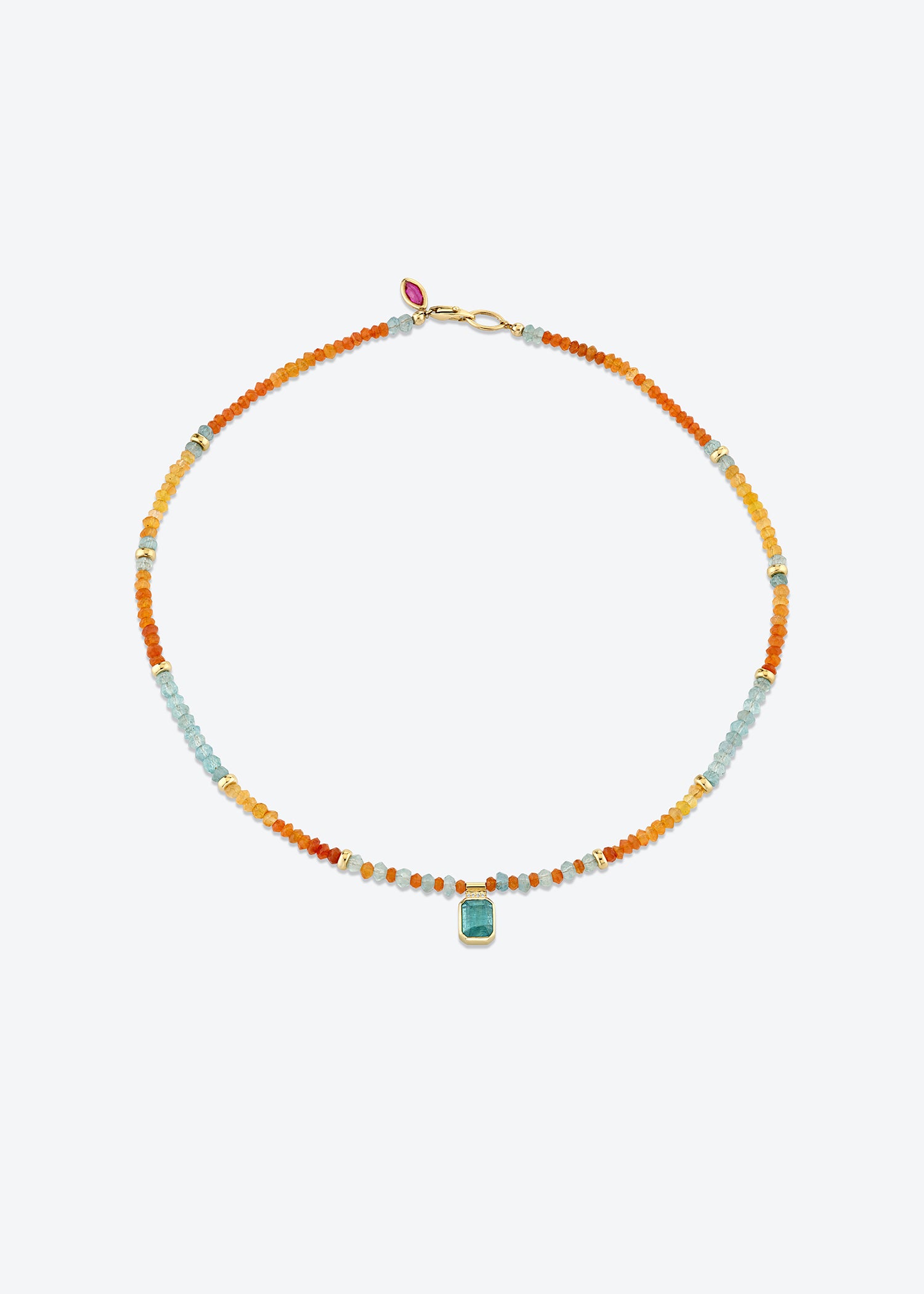 Beaded Necklace in Carnelian and Apatite