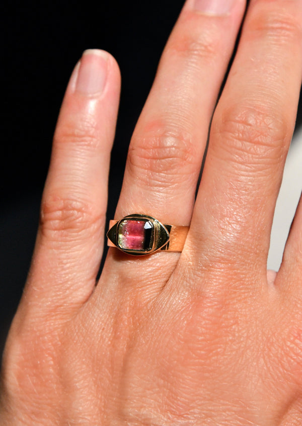 Eye Ring in Tricolor Tourmaline