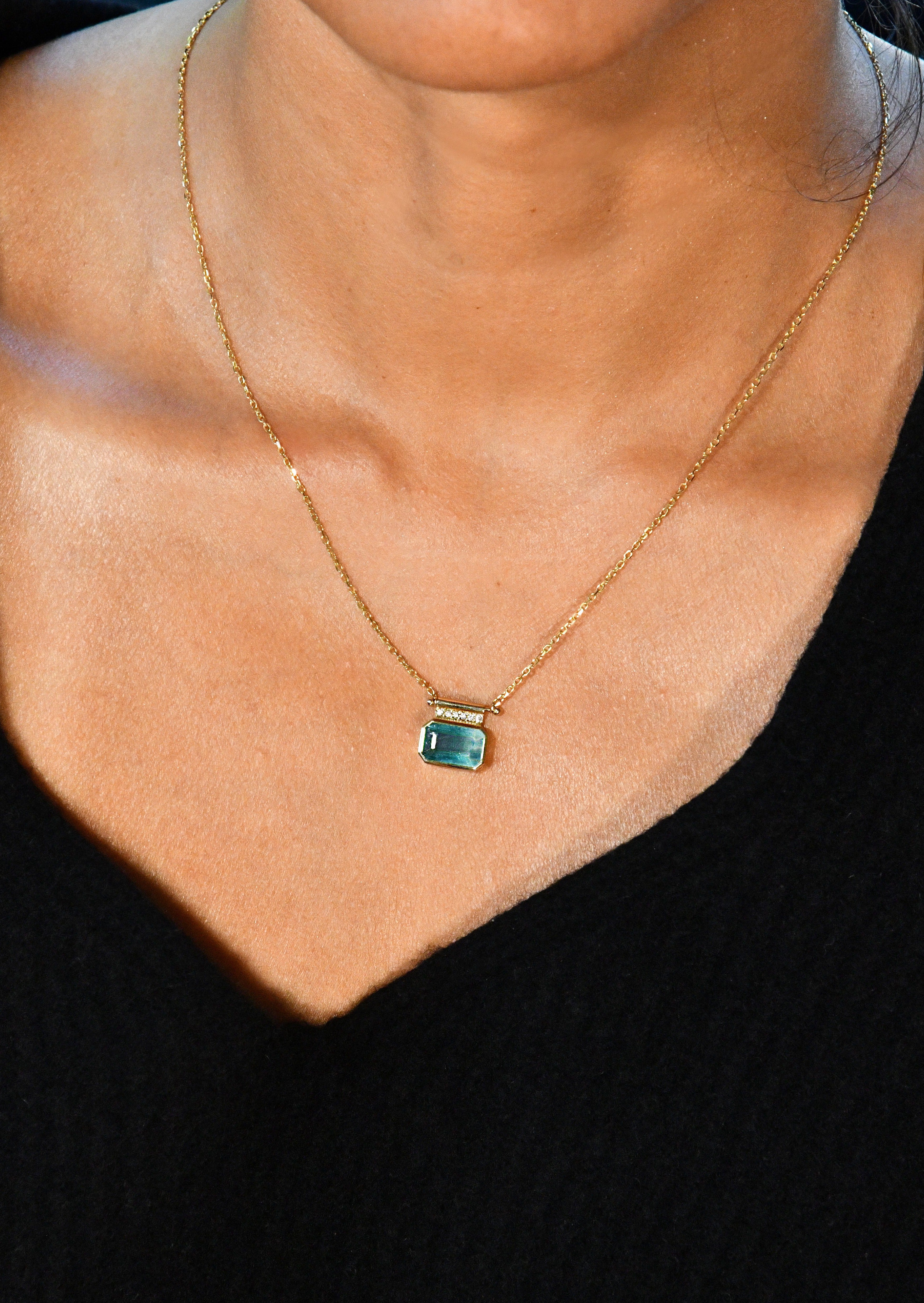 Blue Tourmaline and Diamond Necklace | Christina Magdolna