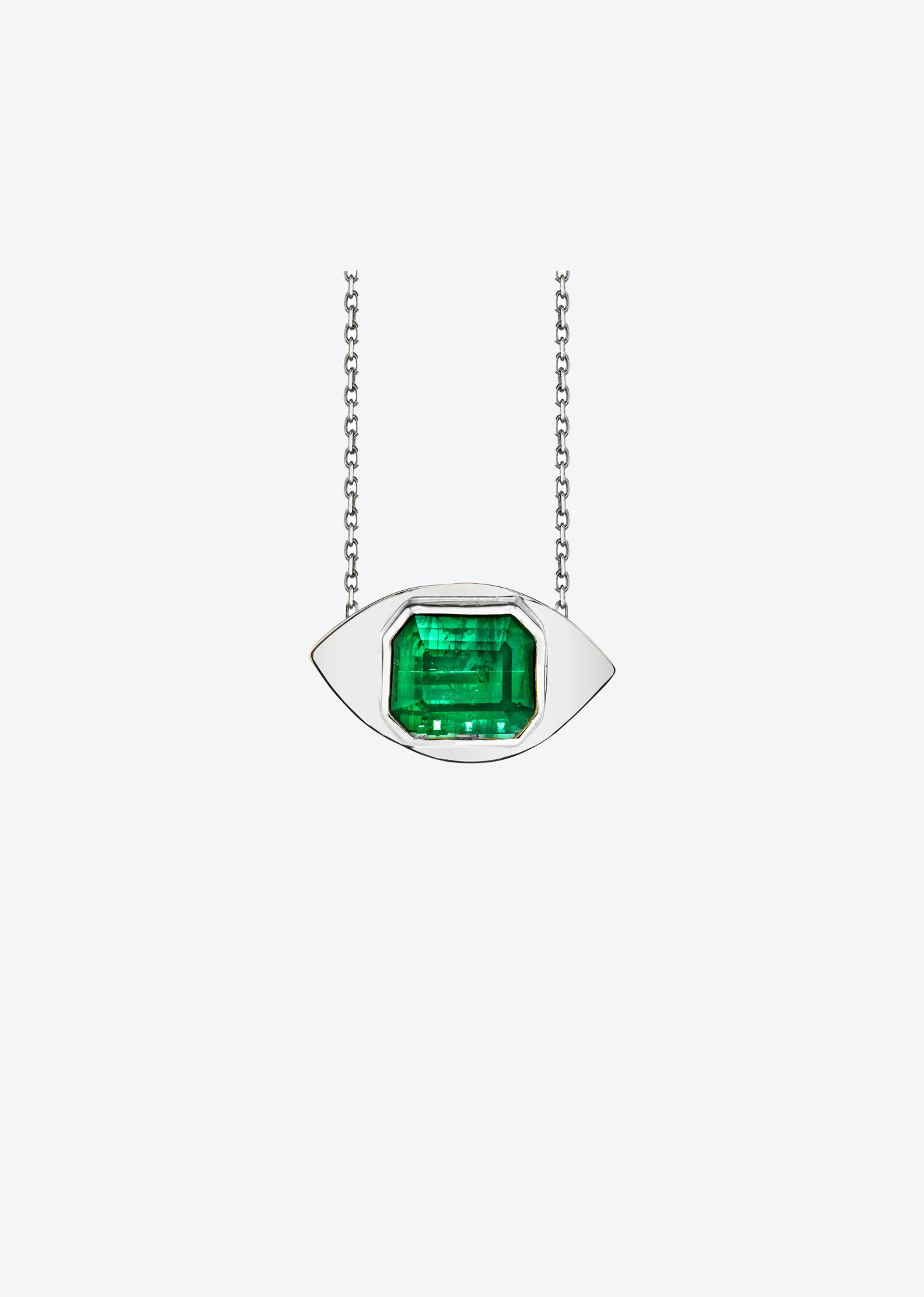 Emerald Eye Silver Necklace