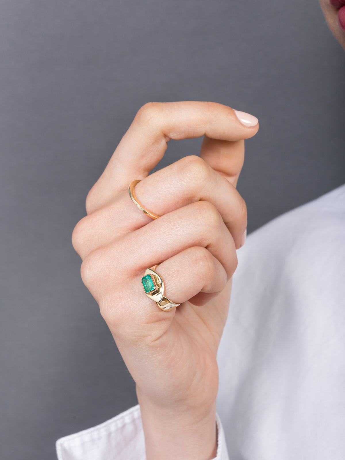 Emerald Eye Pinky Ring